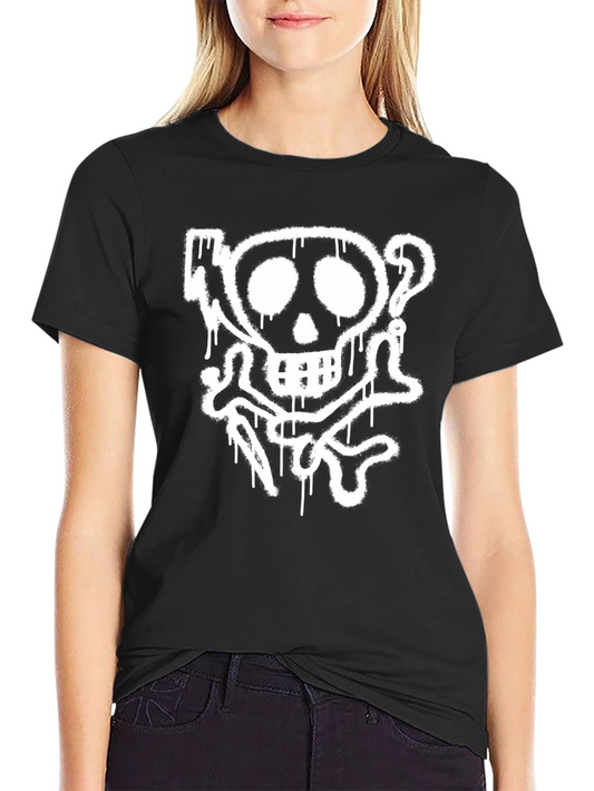 Skull & Crossbones Graphic Tee - Black Cotton T-Shirt