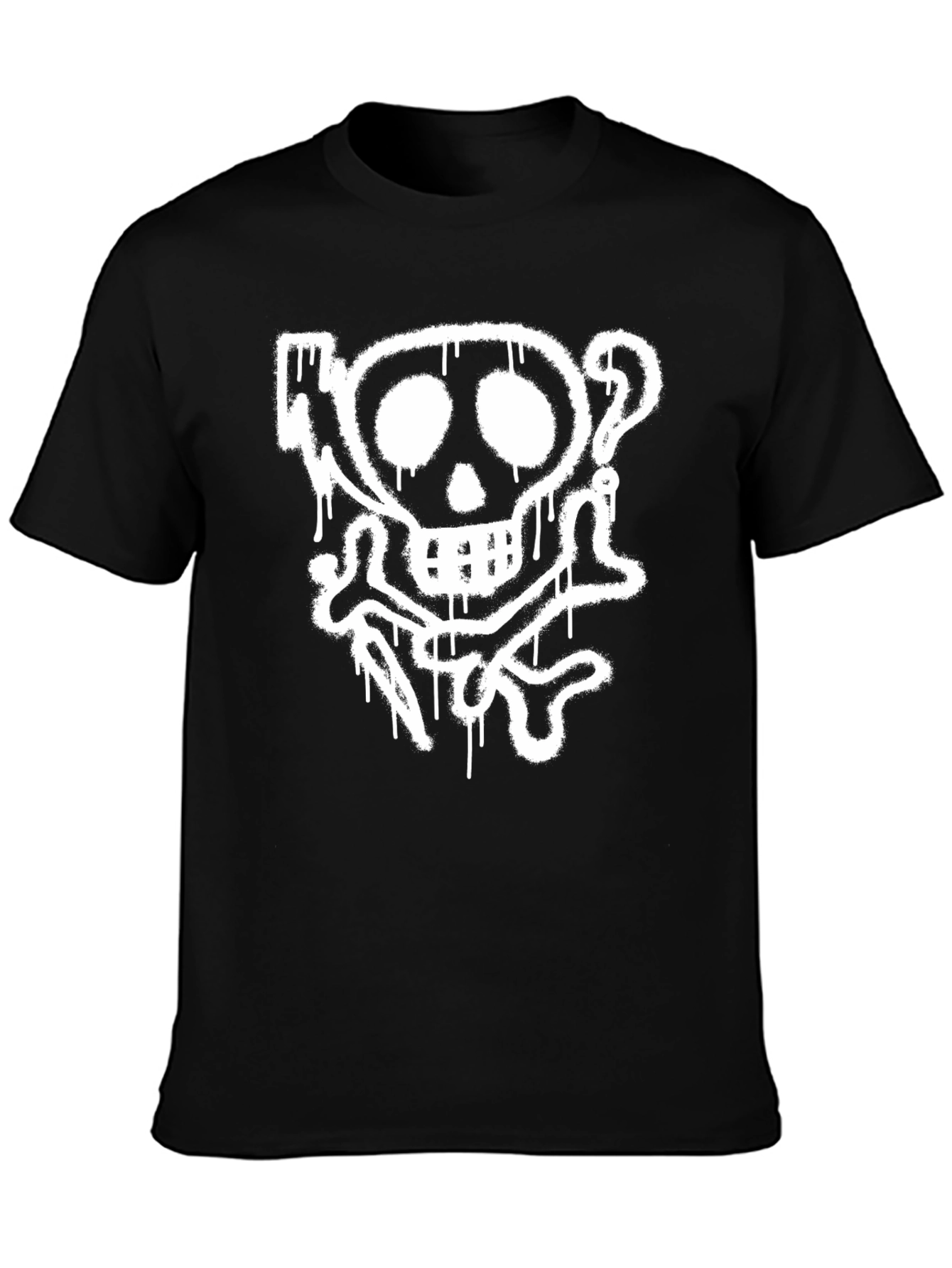 Skull & Crossbones Graphic Tee - Black Cotton T-Shirt