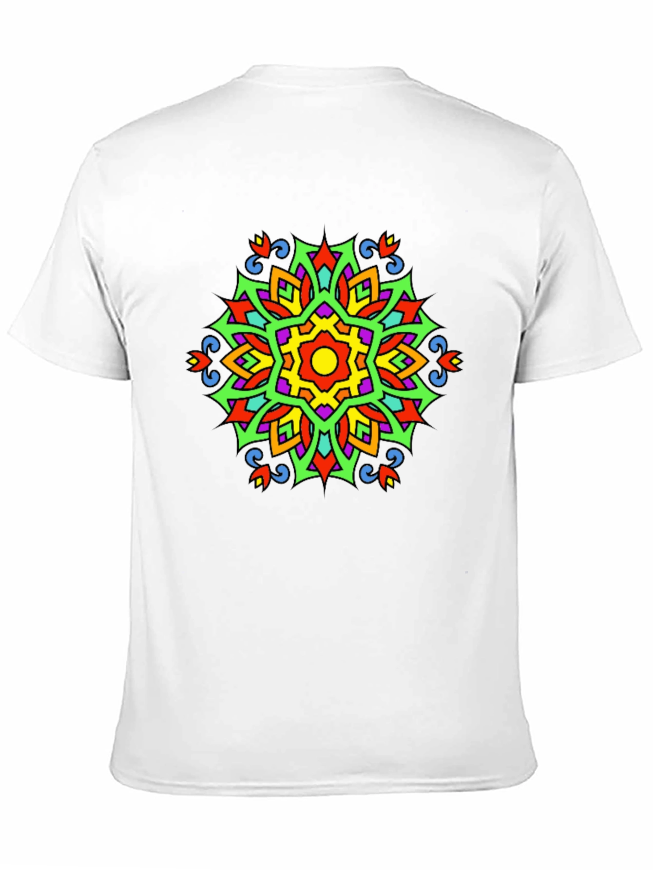 Vibrant Mandala Graphic Print Tee - Black Casual T-Shirt
