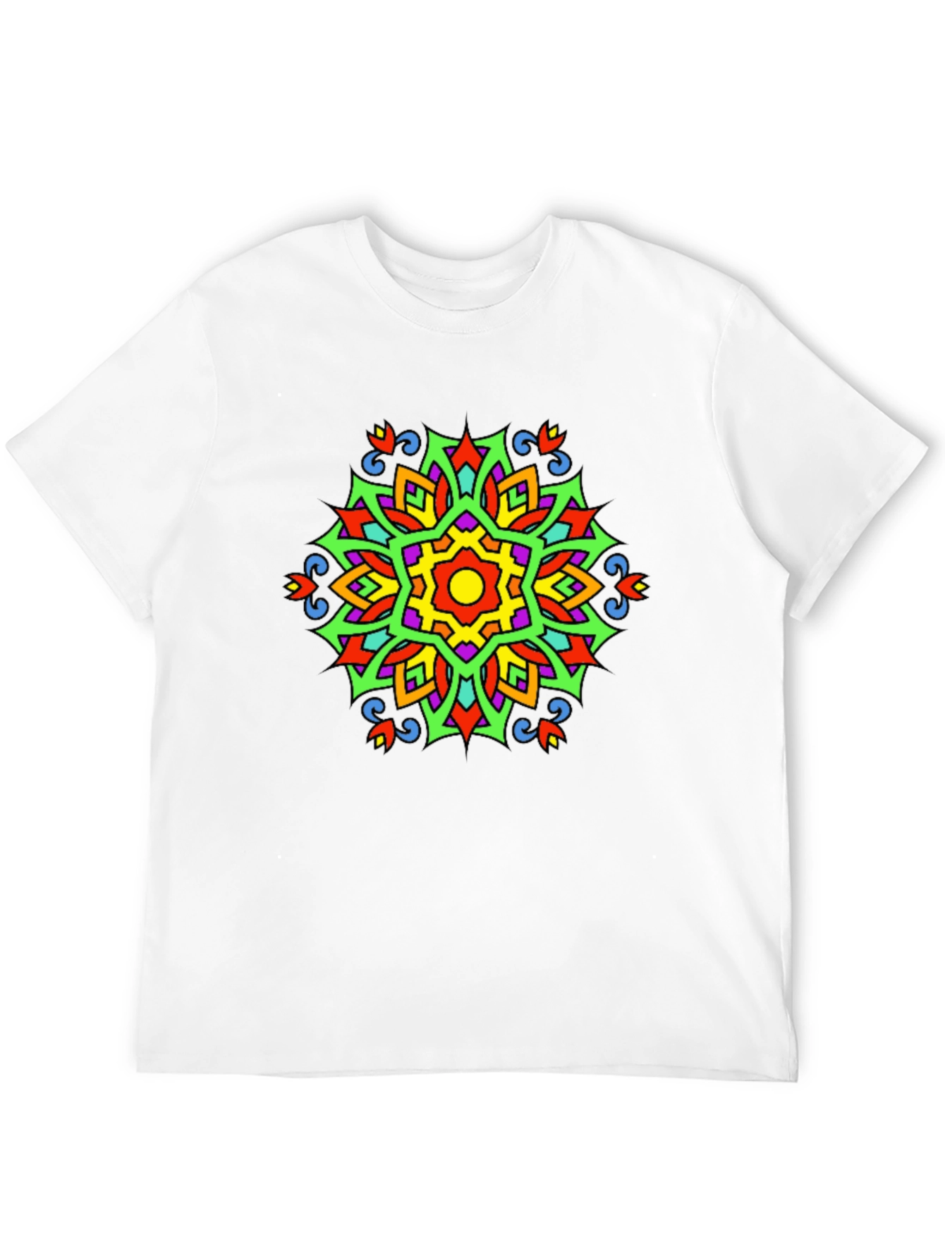 Vibrant Mandala Graphic Print Tee - Black Casual T-Shirt