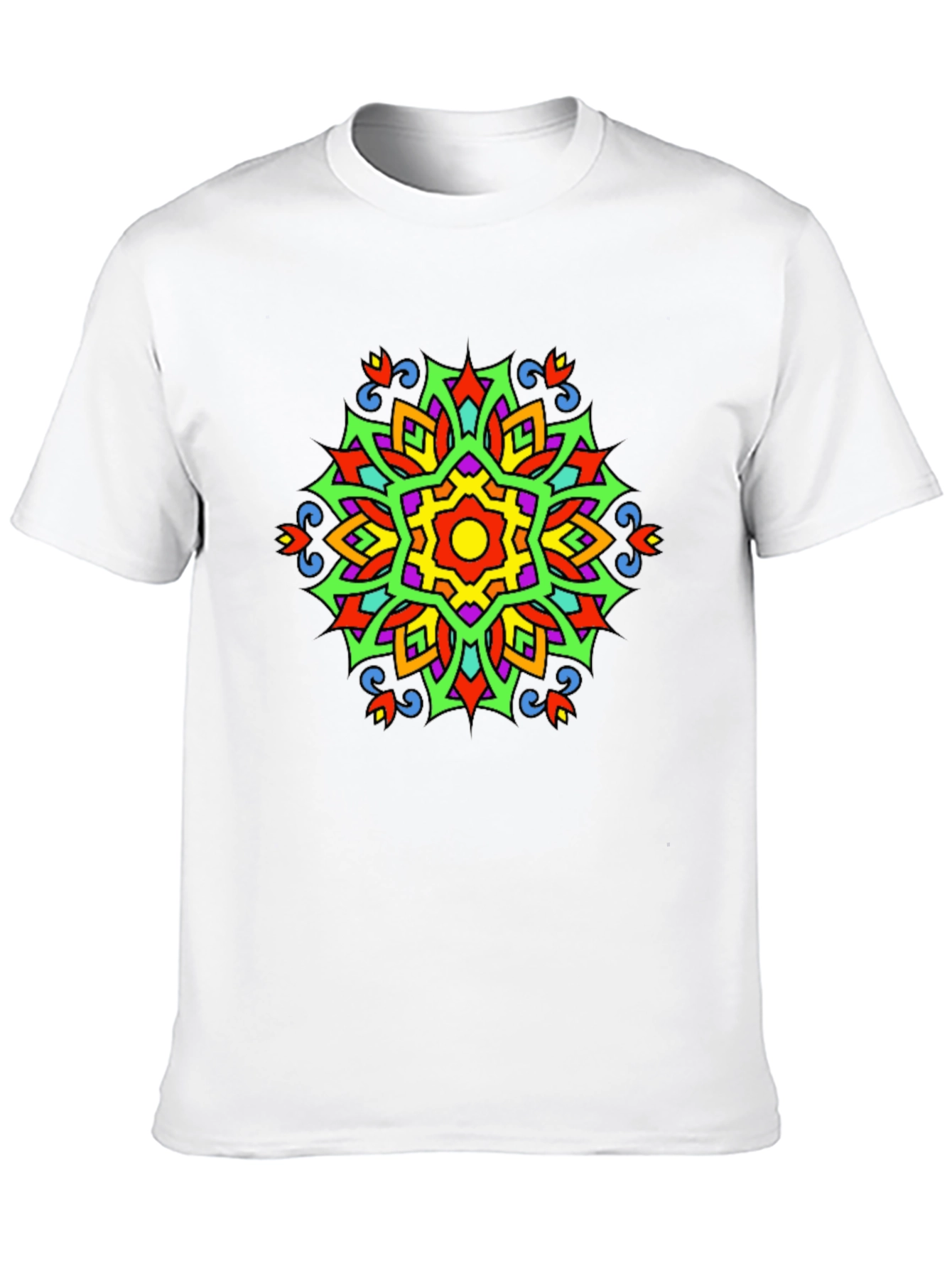 Vibrant Mandala Graphic Print Tee - Black Casual T-Shirt