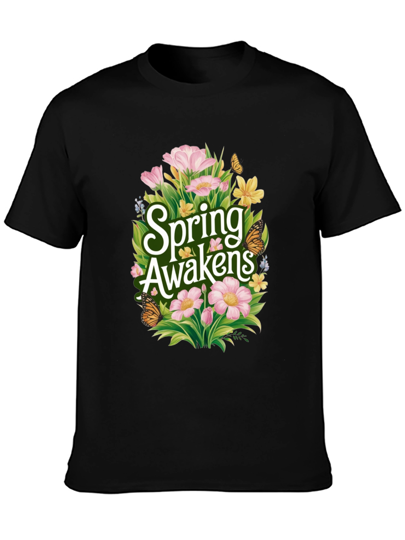 Spring Awakens Black Graphic Tee