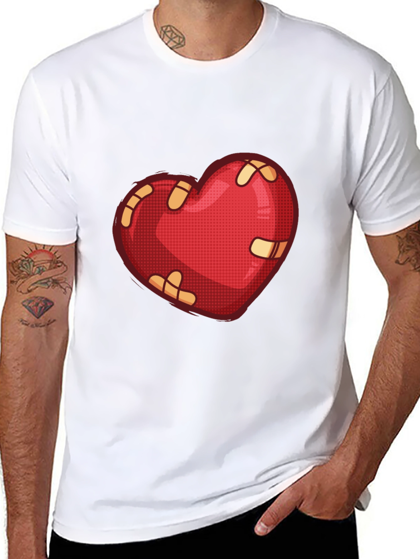 Mended Heart Graphic Tee - Black Casual T-Shirt