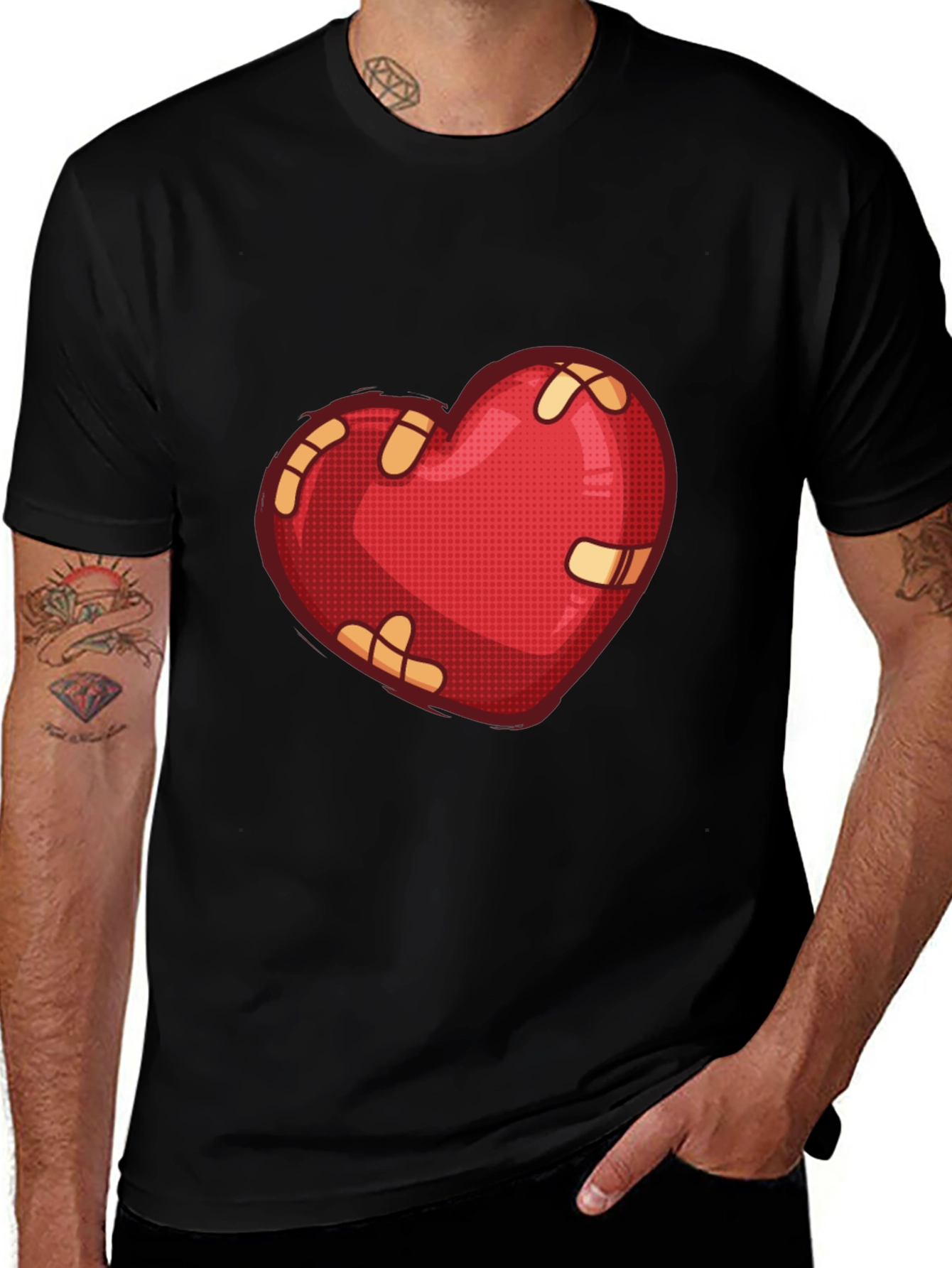 Mended Heart Graphic Tee - Black Casual T-Shirt