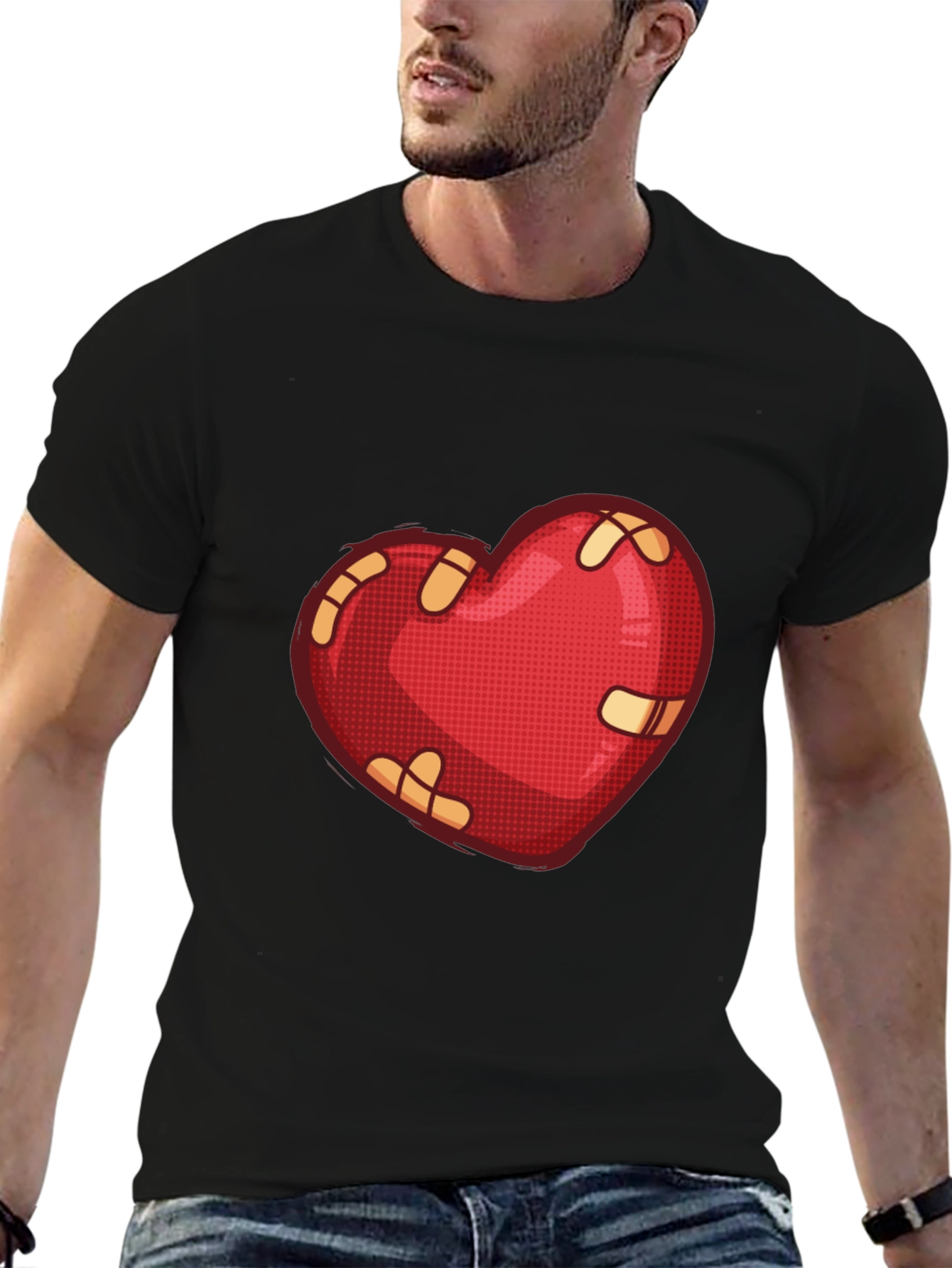 Mended Heart Graphic Tee - Black Casual T-Shirt