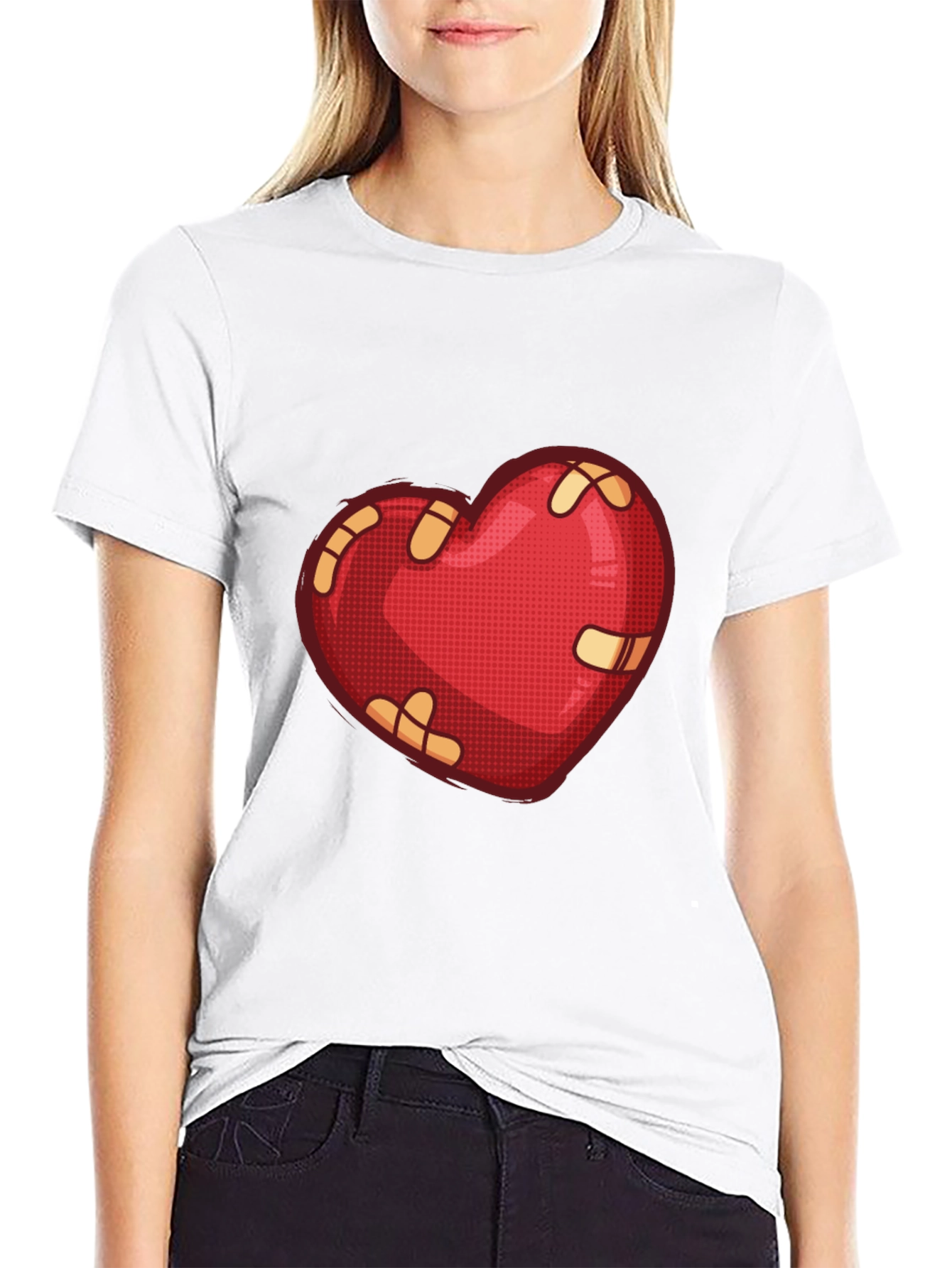 Mended Heart Graphic Tee - Black Casual T-Shirt