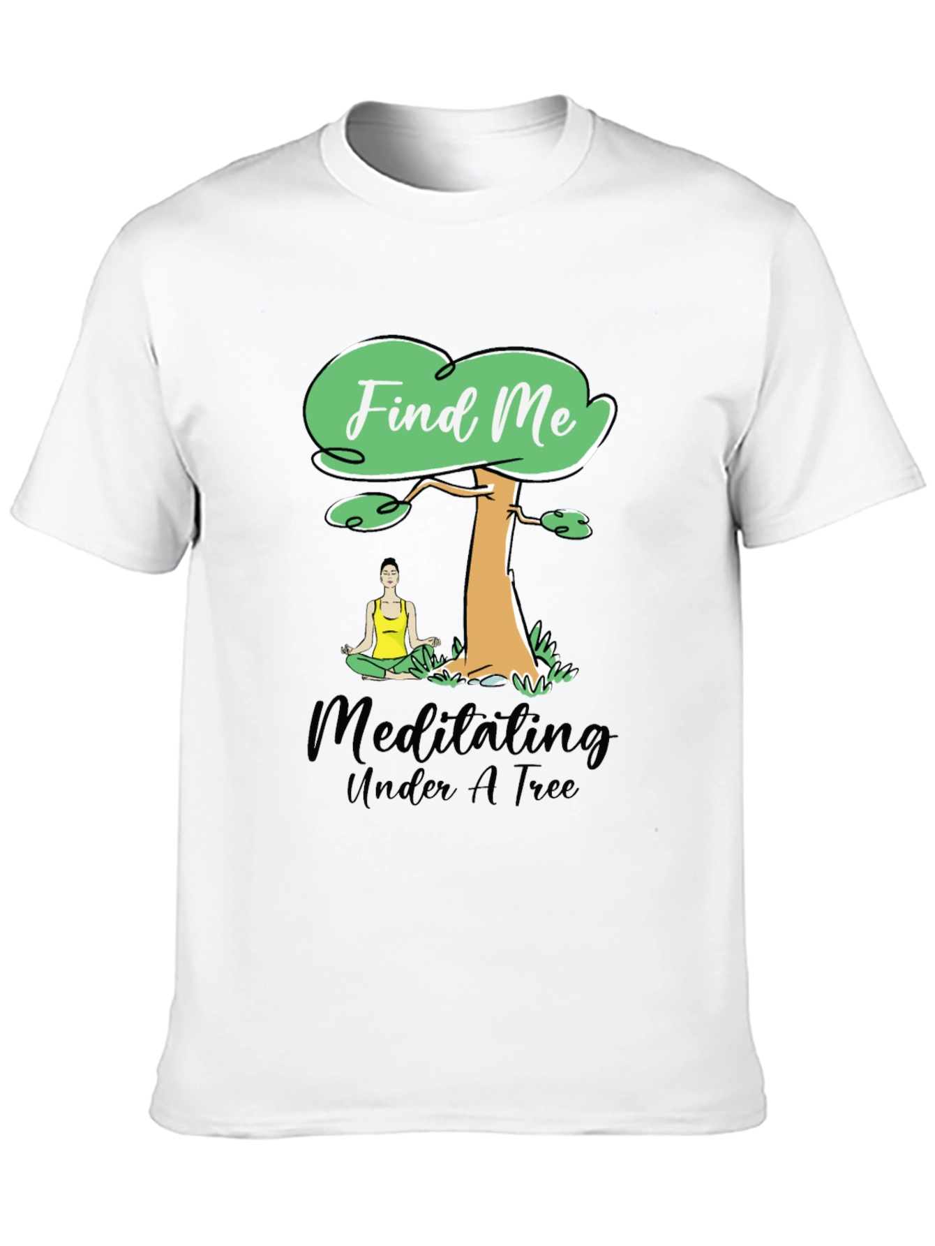 Find Me Meditating Under A Tree Black T-Shirt