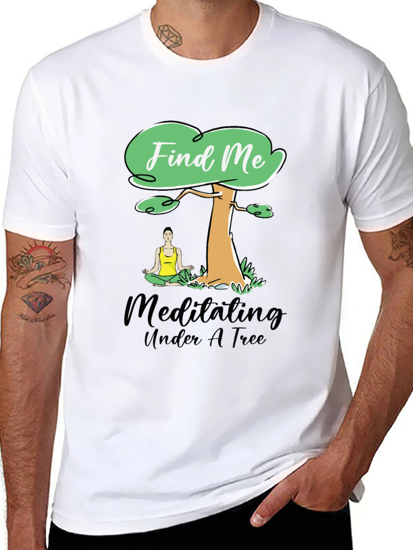 Find Me Meditating Under A Tree Black T-Shirt