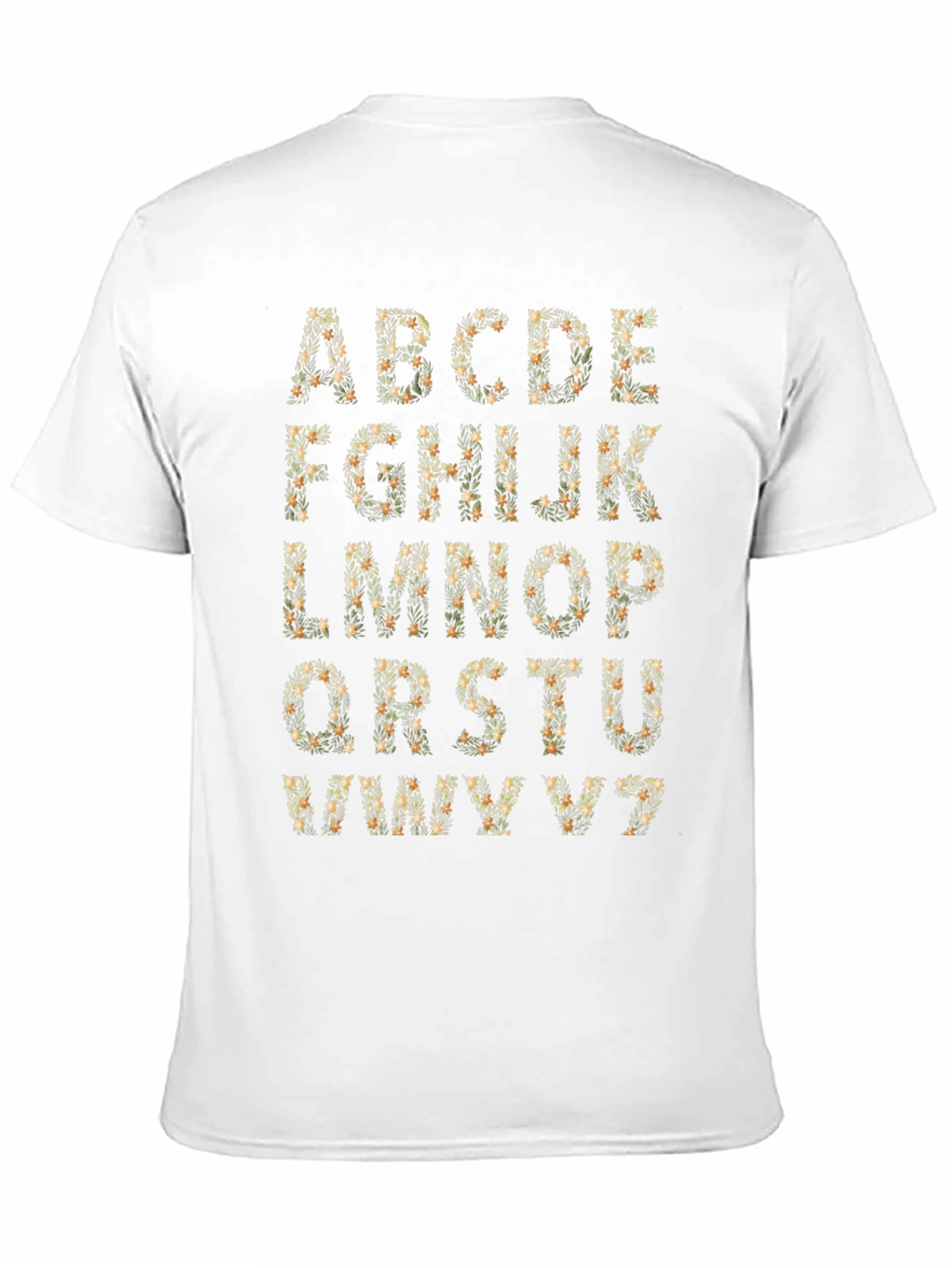 Floral Alphabet Print Black T-Shirt