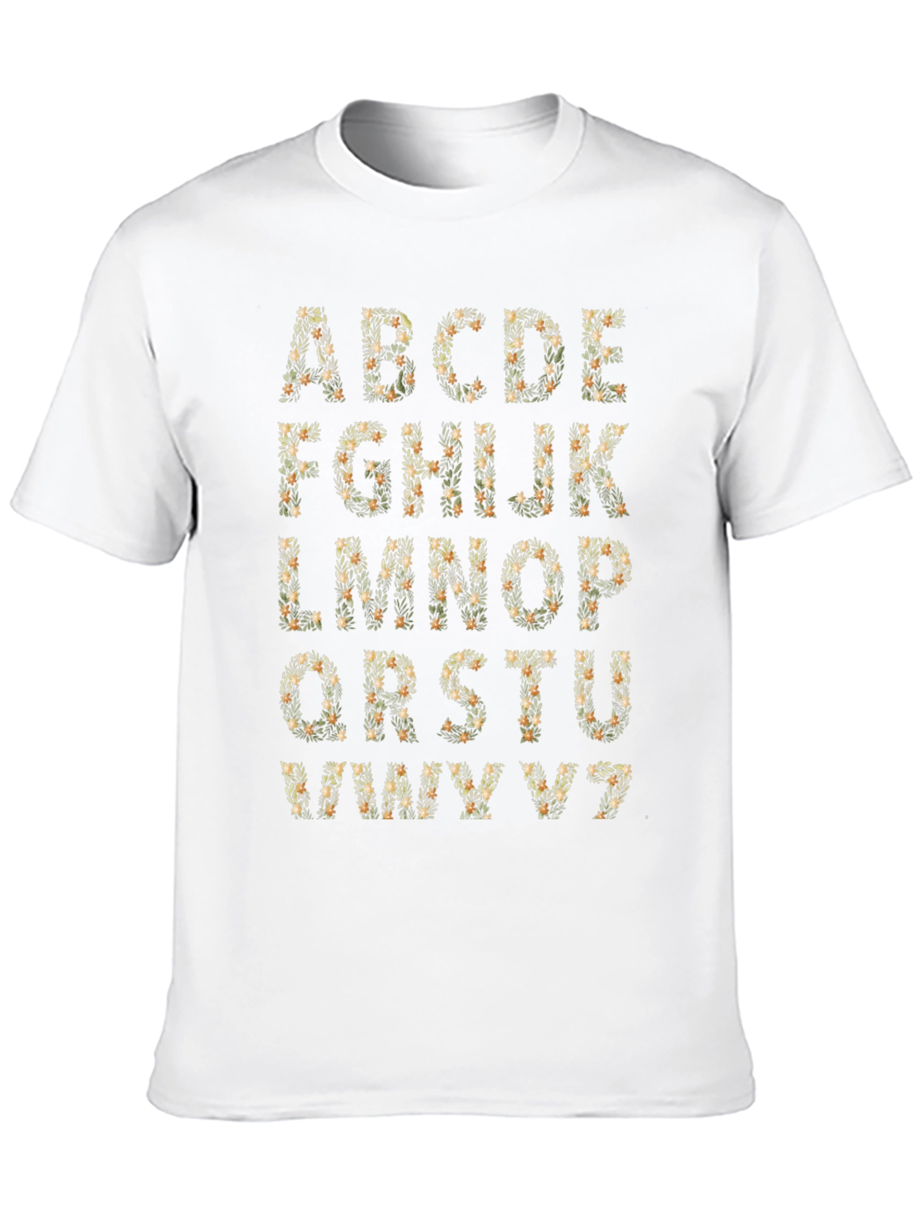 Floral Alphabet Print Black T-Shirt