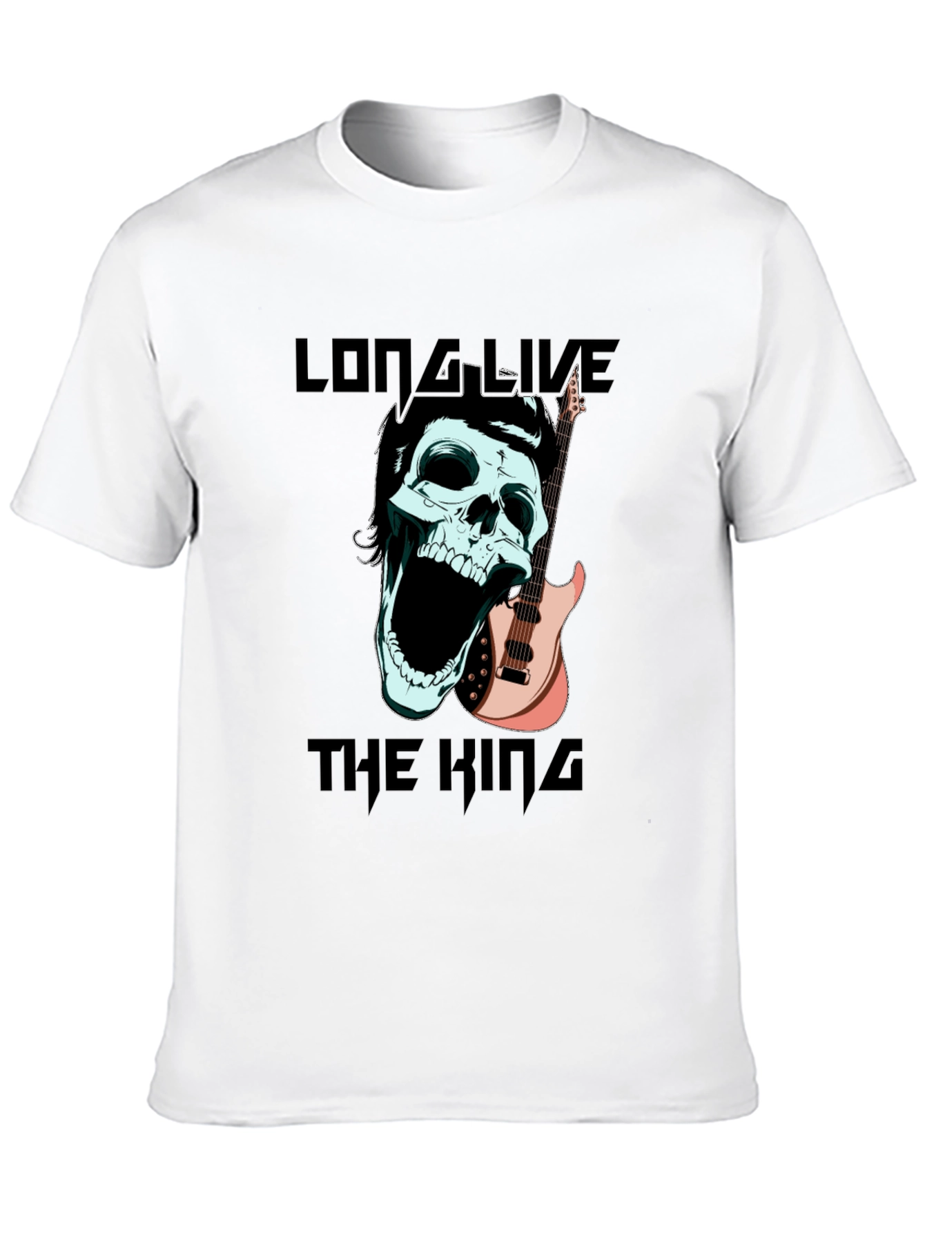 Long Live the King T-Shirt Skull & Guitar Design