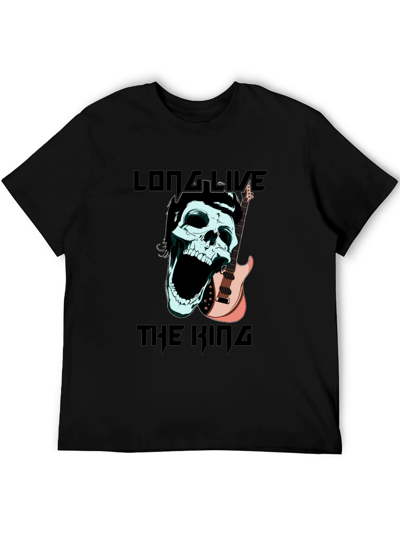 Long Live the King T-Shirt Skull & Guitar Design
