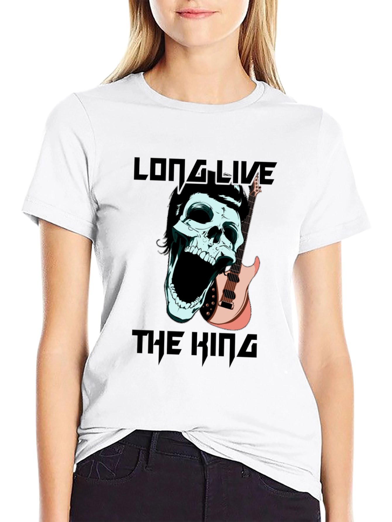 Long Live the King T-Shirt Skull & Guitar Design