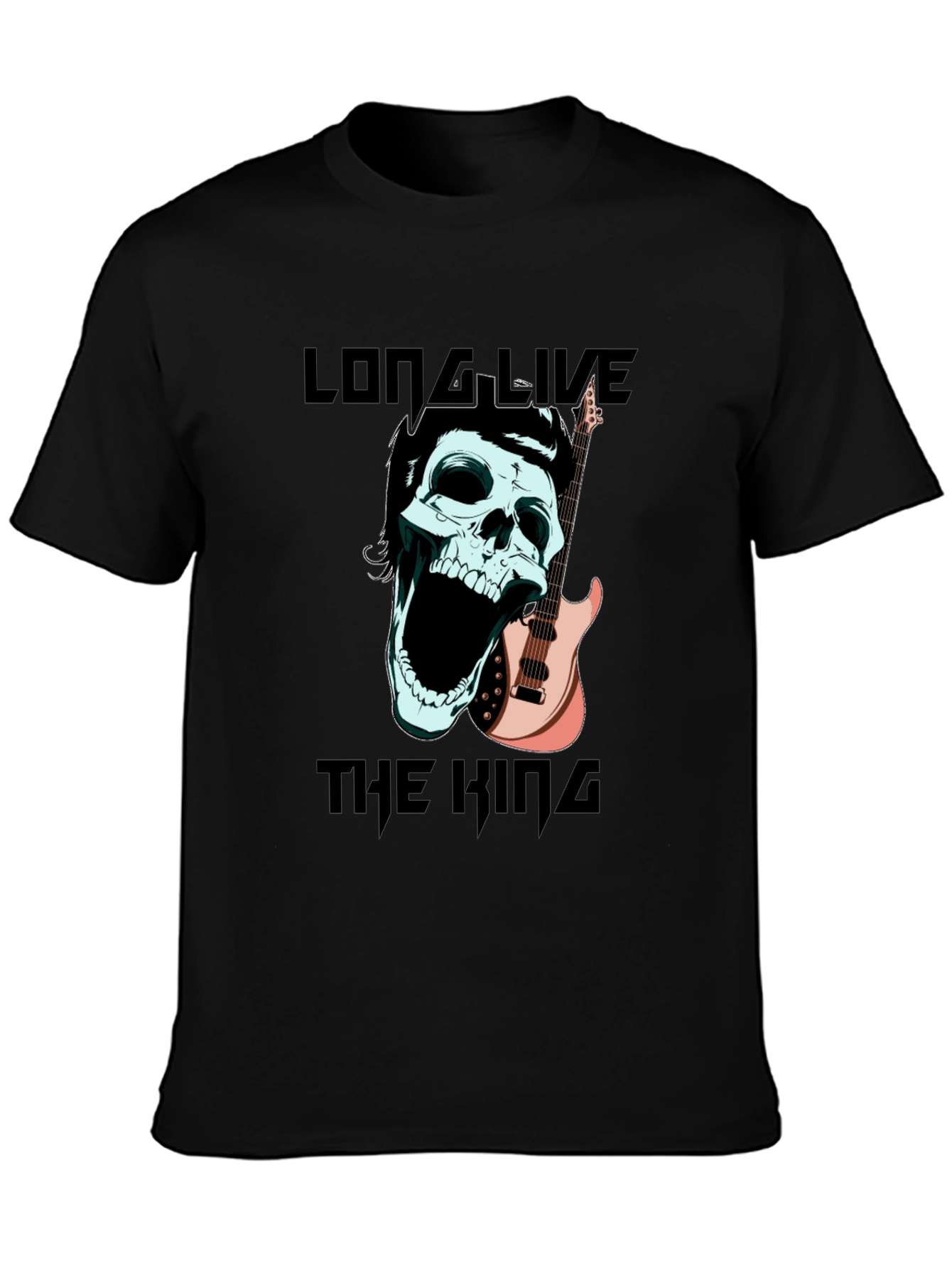 Long Live the King T-Shirt Skull & Guitar Design