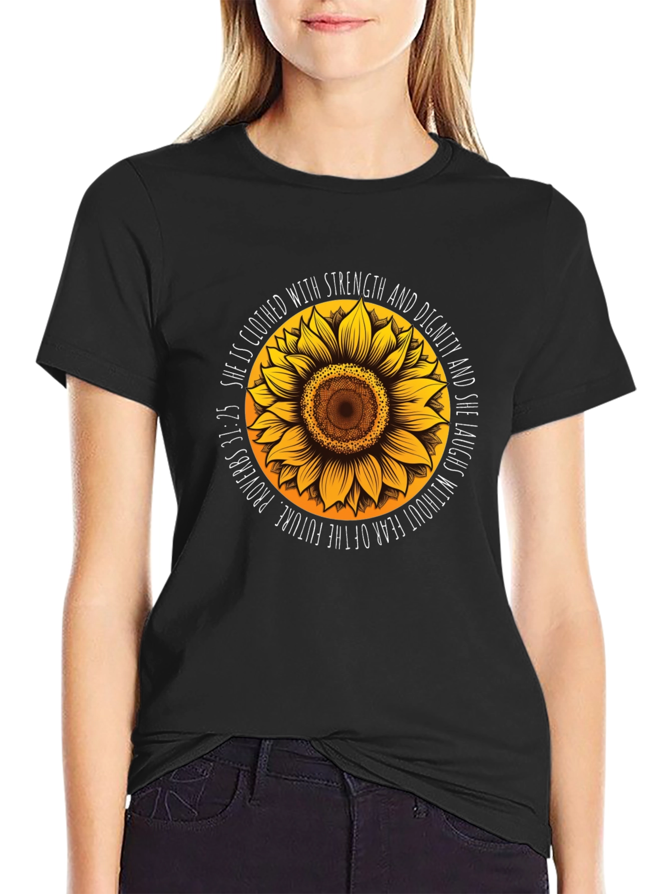 Sunflower Proverbs T-Shirt: Strength & Dignity
