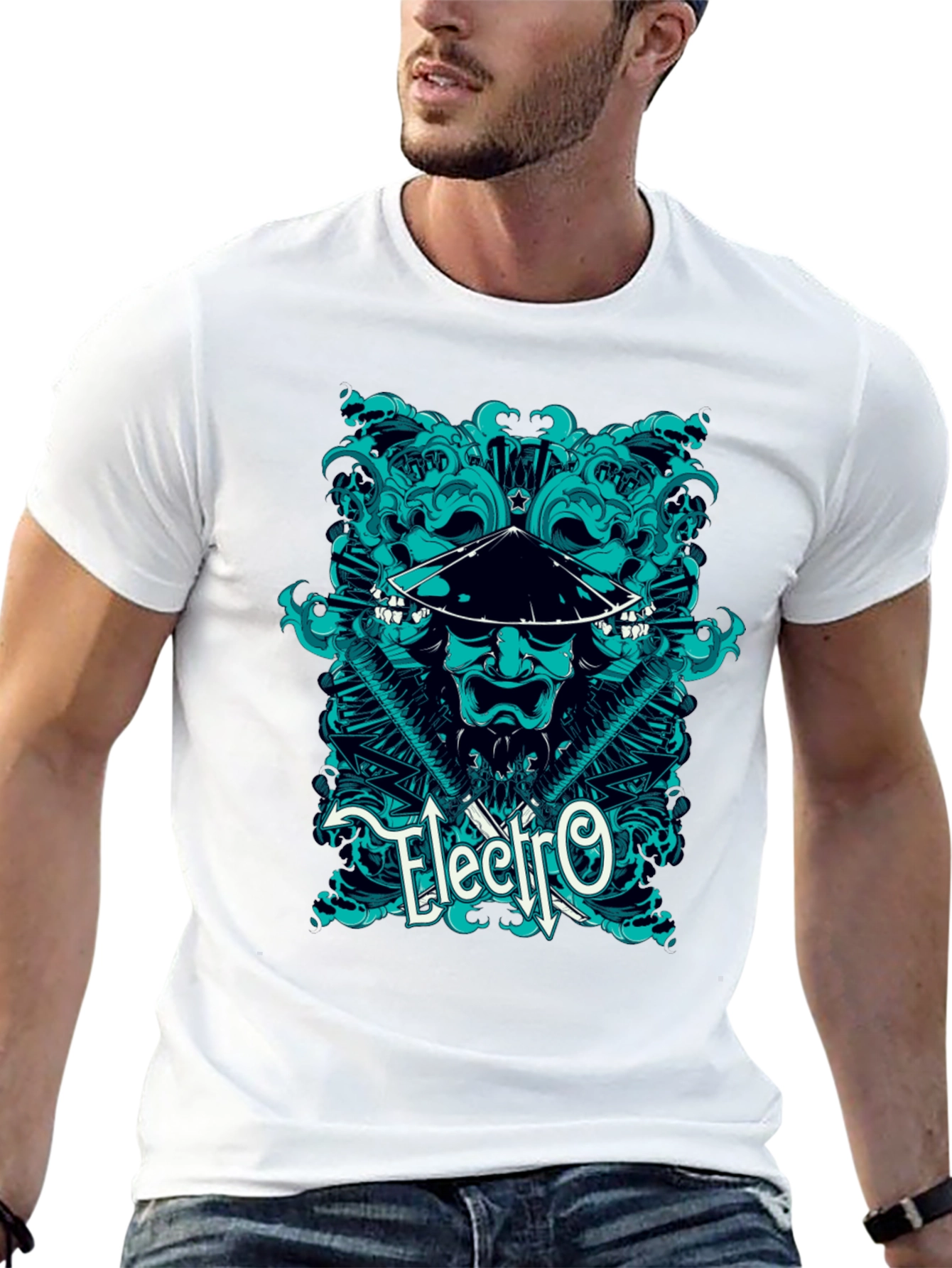 Electro Samurai Graphic Tee - Cool Asian Inspired Design