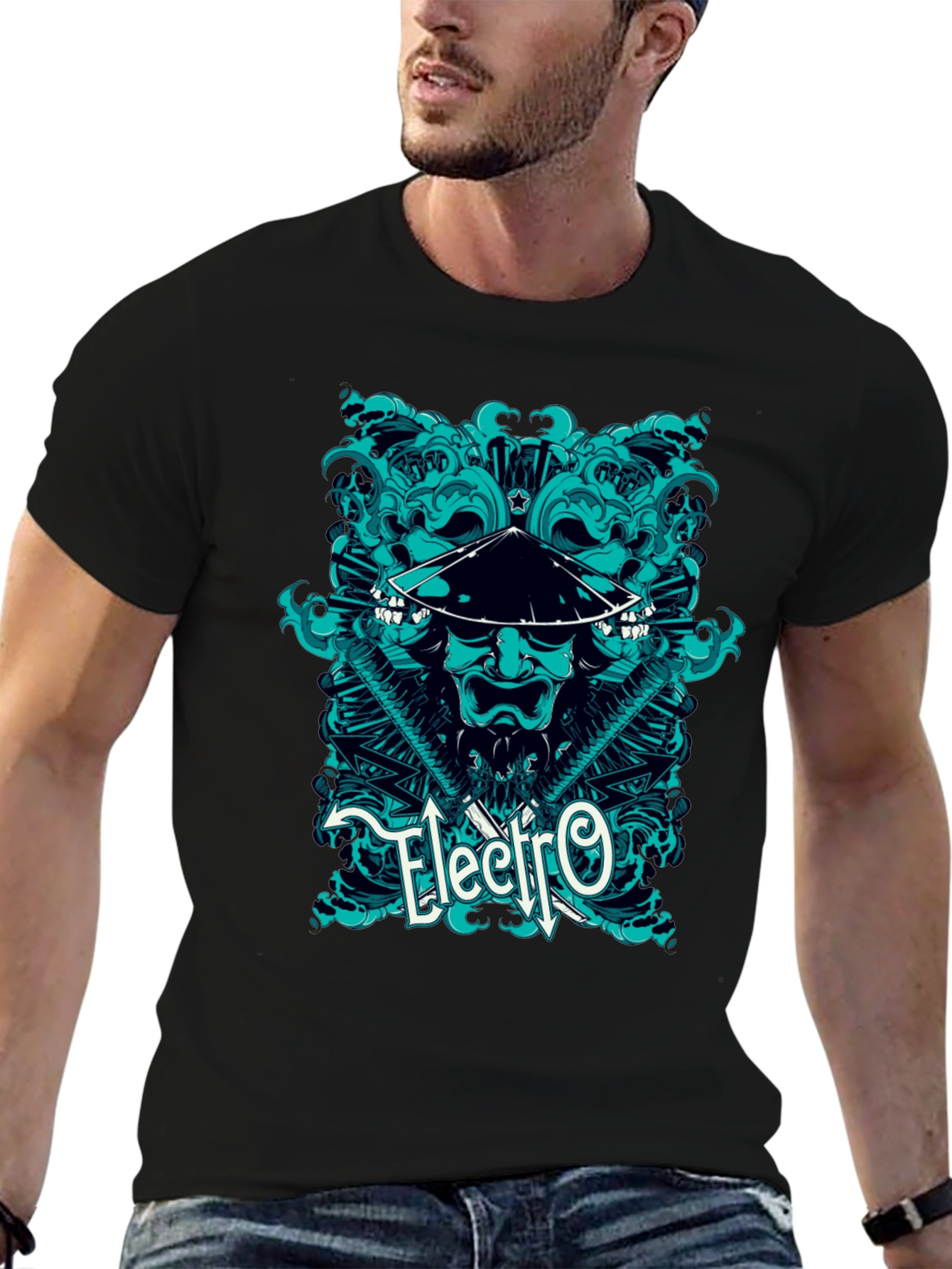 Electro Samurai Graphic Tee - Cool Asian Inspired Design
