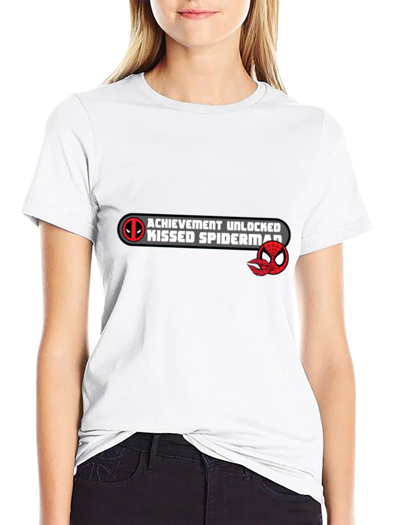 Achievement Unlocked: Kissed Spiderman Black T-Shirt