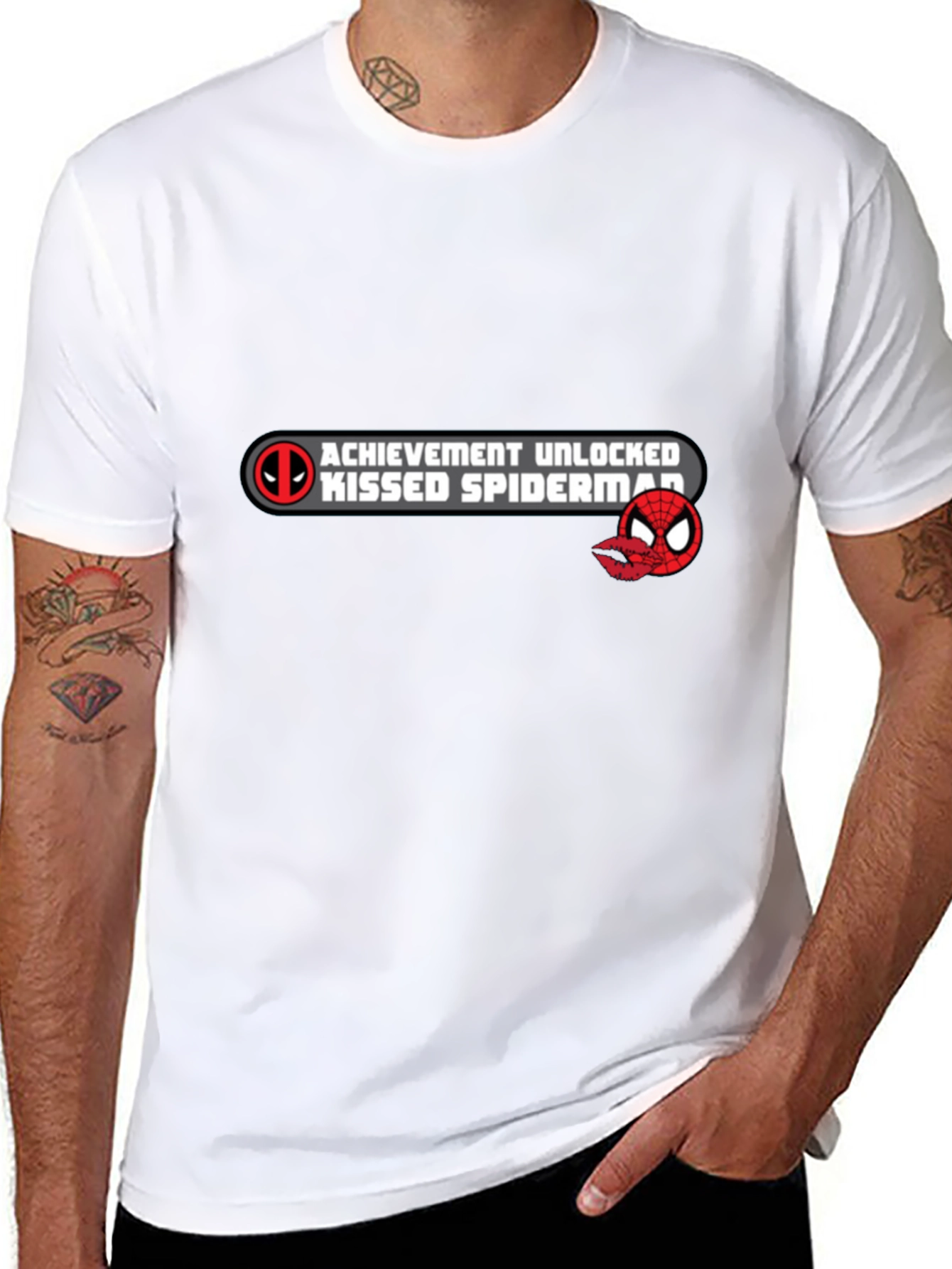 Achievement Unlocked: Kissed Spiderman Black T-Shirt