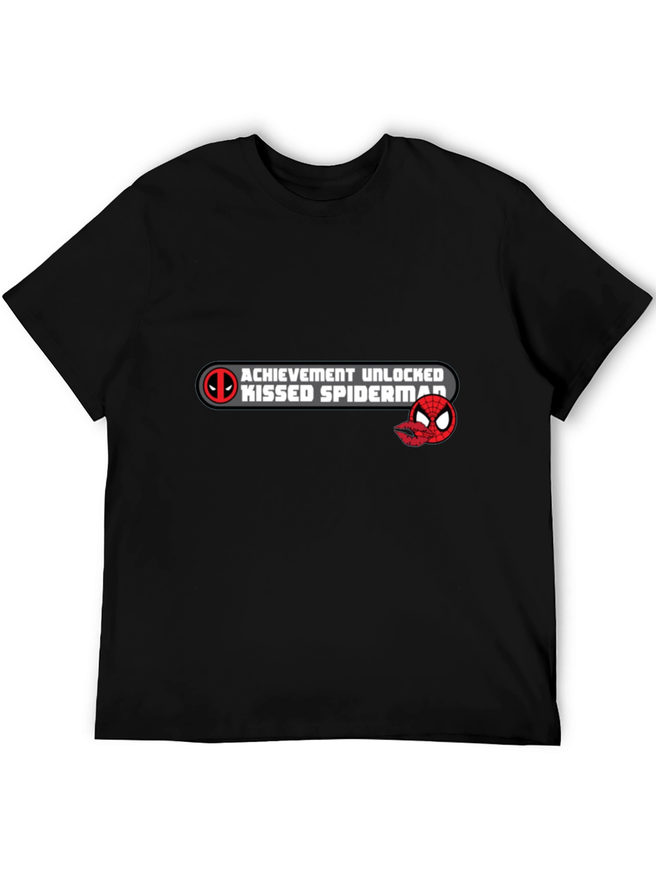 Achievement Unlocked: Kissed Spiderman Black T-Shirt