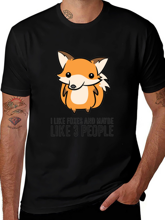 Funny Fox Graphic Tee - I Like Foxes Maybe 3 People