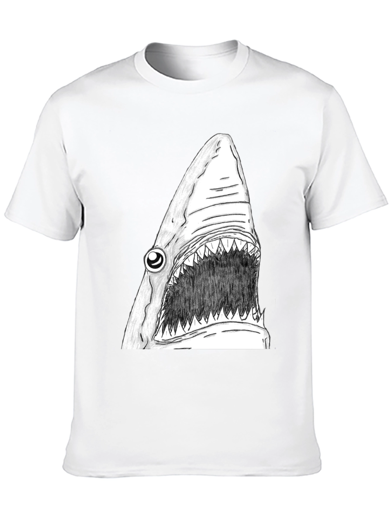 Shark Graphic Tee - Mens Black Cotton T-Shirt