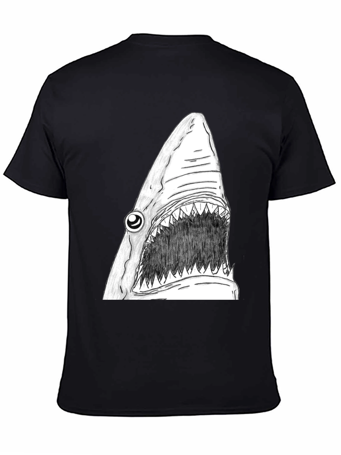 Shark Graphic Tee - Mens Black Cotton T-Shirt