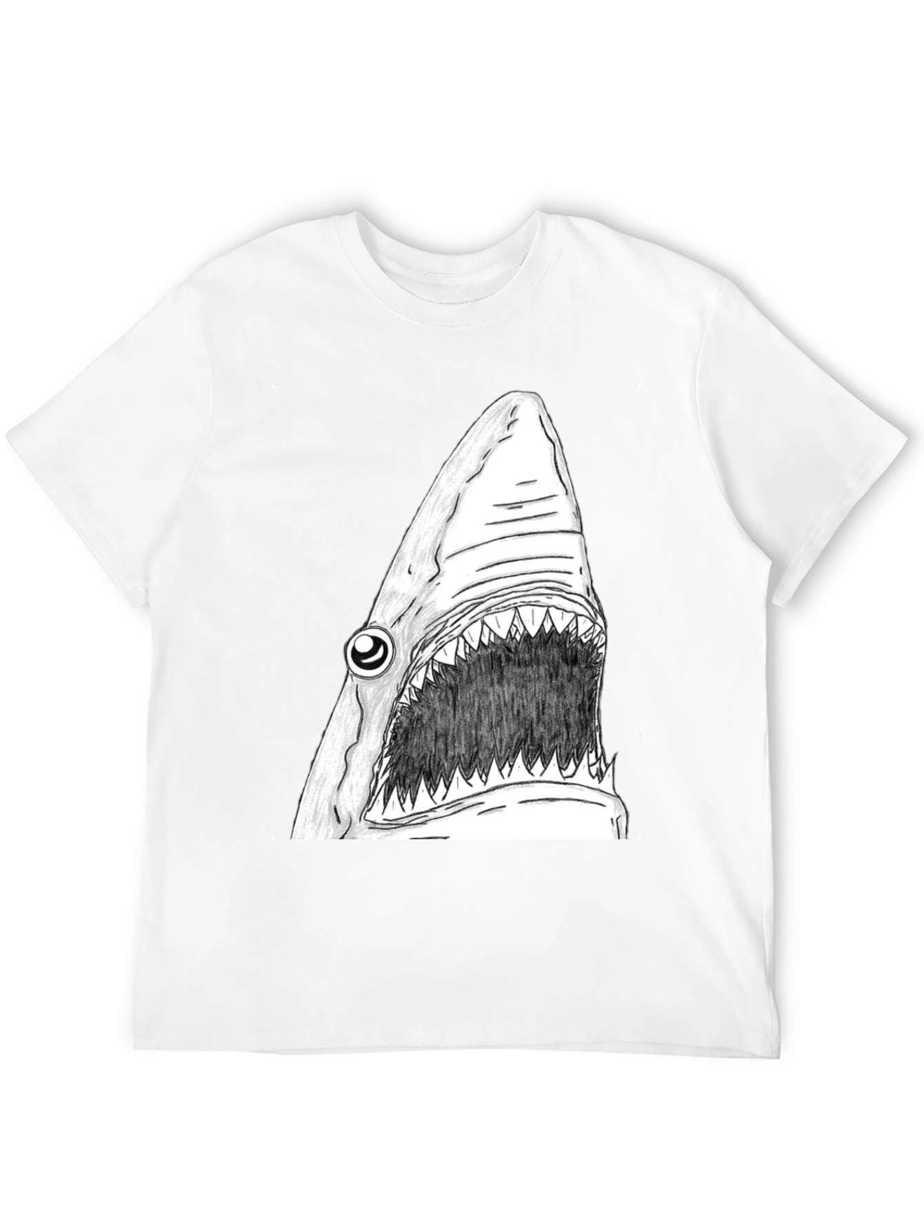 Shark Graphic Tee - Mens Black Cotton T-Shirt
