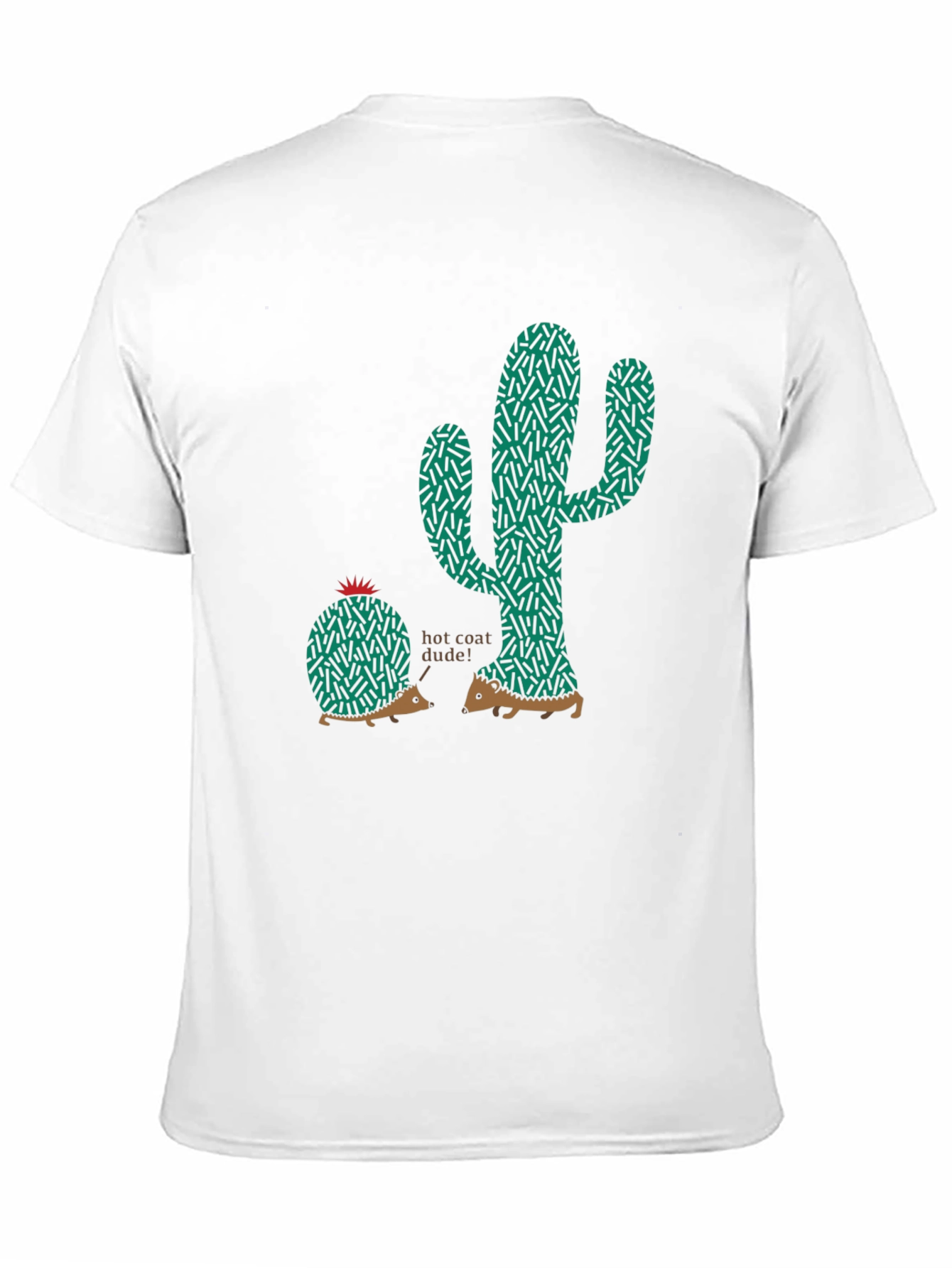 Unique Hedgehog & Cactus Graphic Tee - Black