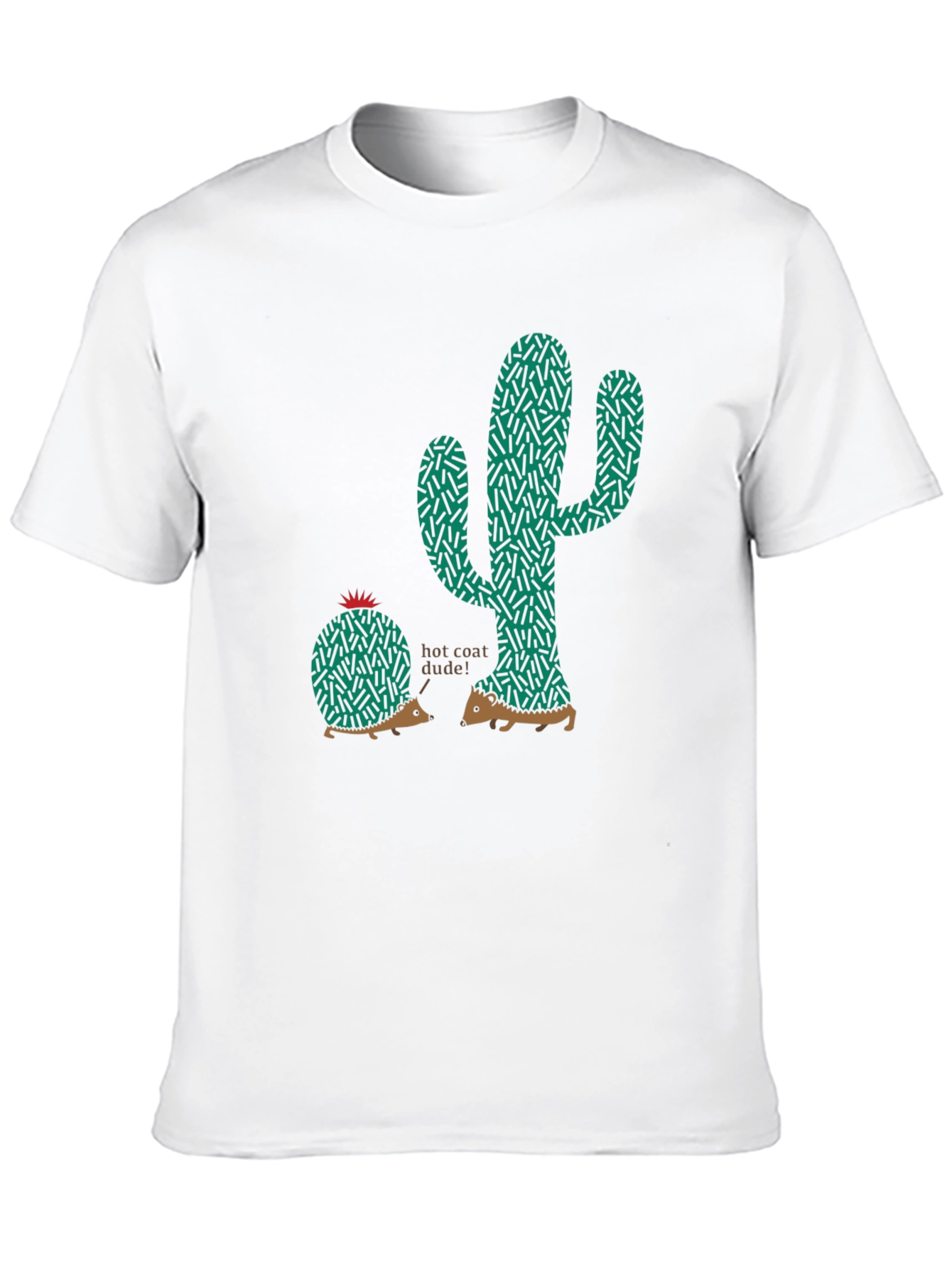Unique Hedgehog & Cactus Graphic Tee - Black