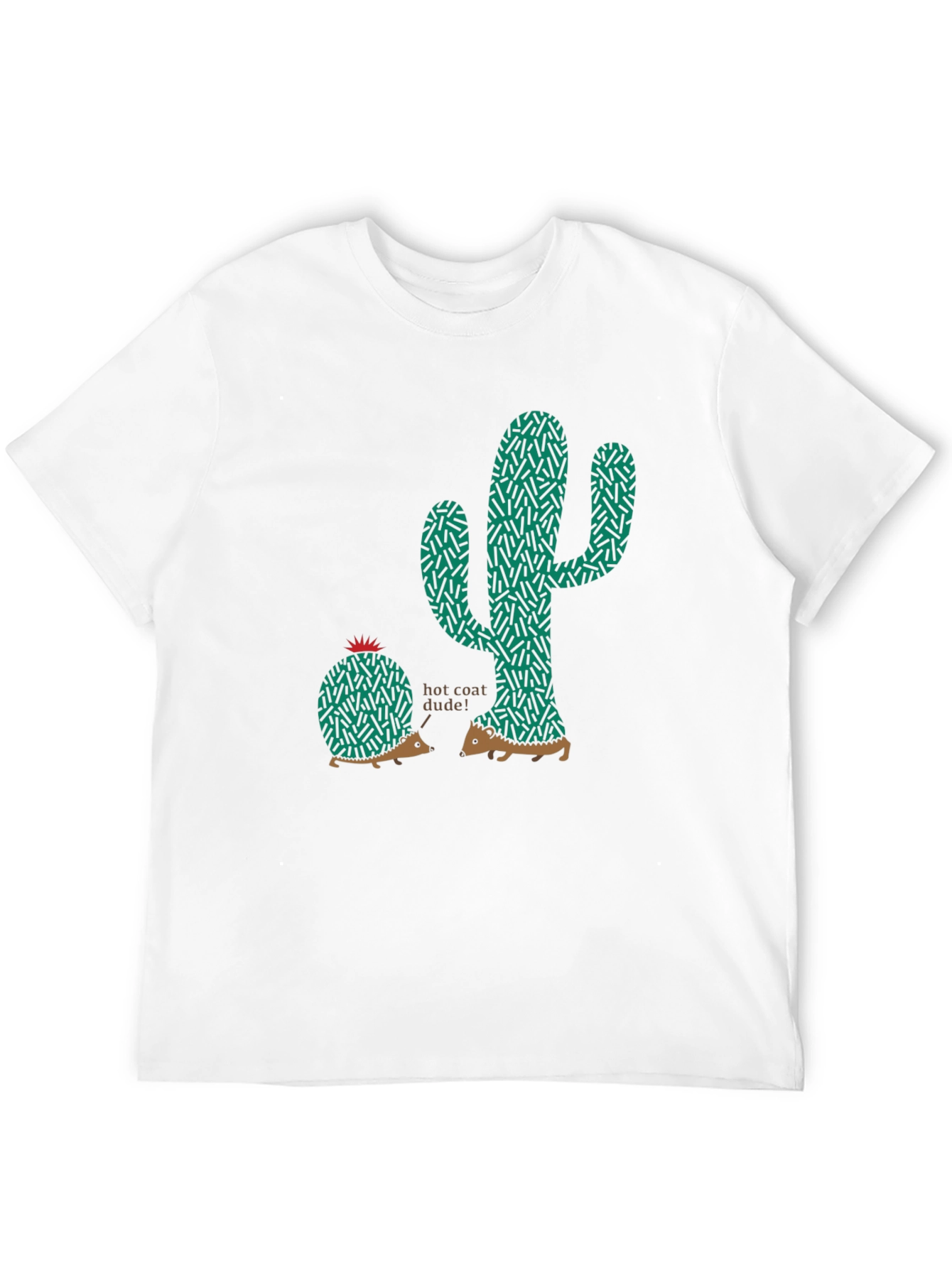 Unique Hedgehog & Cactus Graphic Tee - Black
