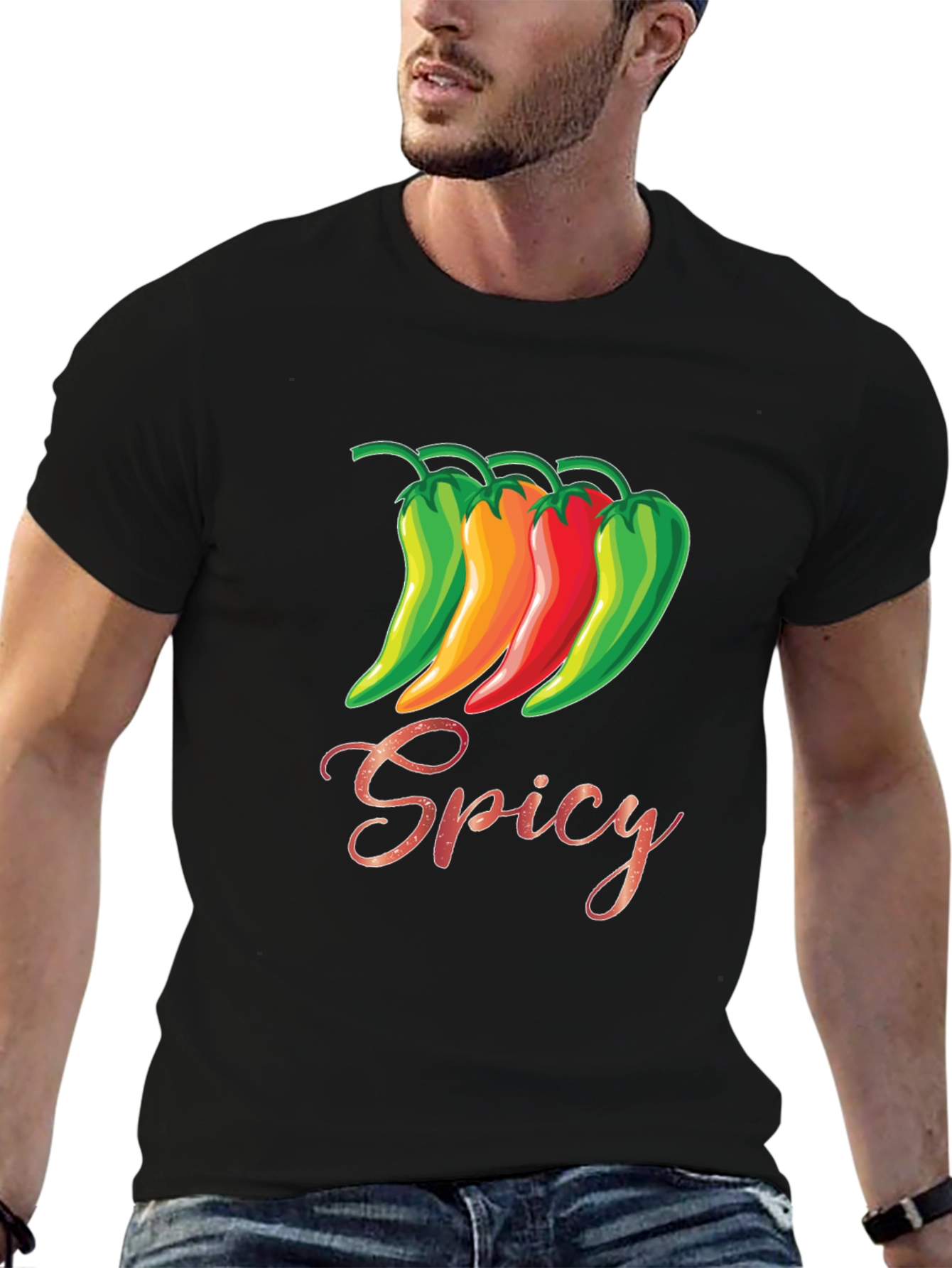 Spicy Pepper Graphic T-Shirt - Black