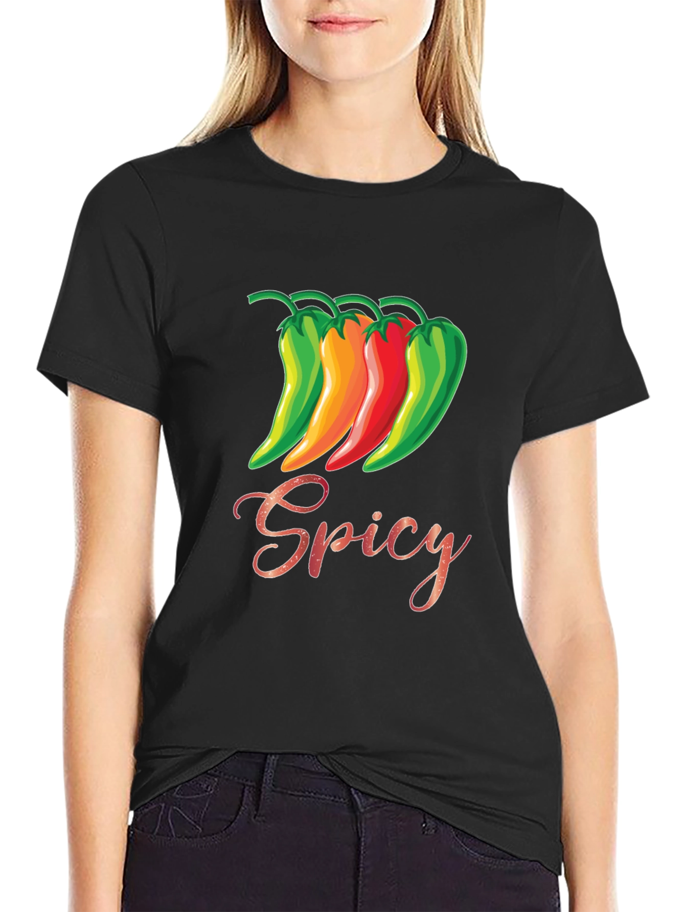 Spicy Pepper Graphic T-Shirt - Black