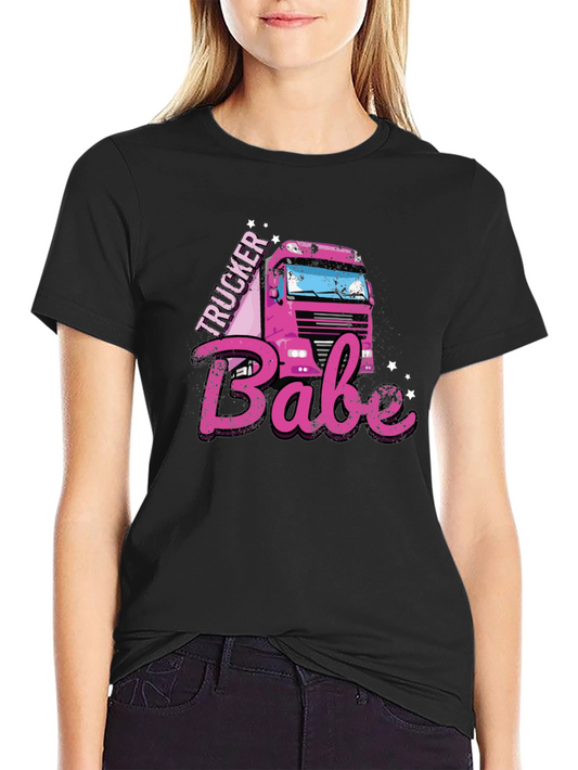 Trucker Babe T-Shirt - Cute Graphic Tee for Women