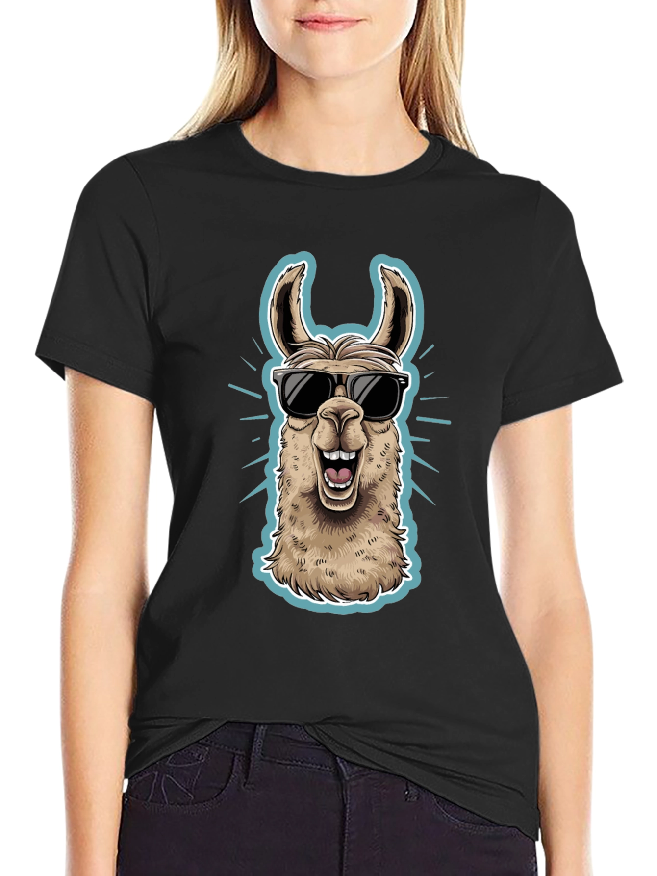 Cool Llama Graphic Tee - Mens Black T-Shirt