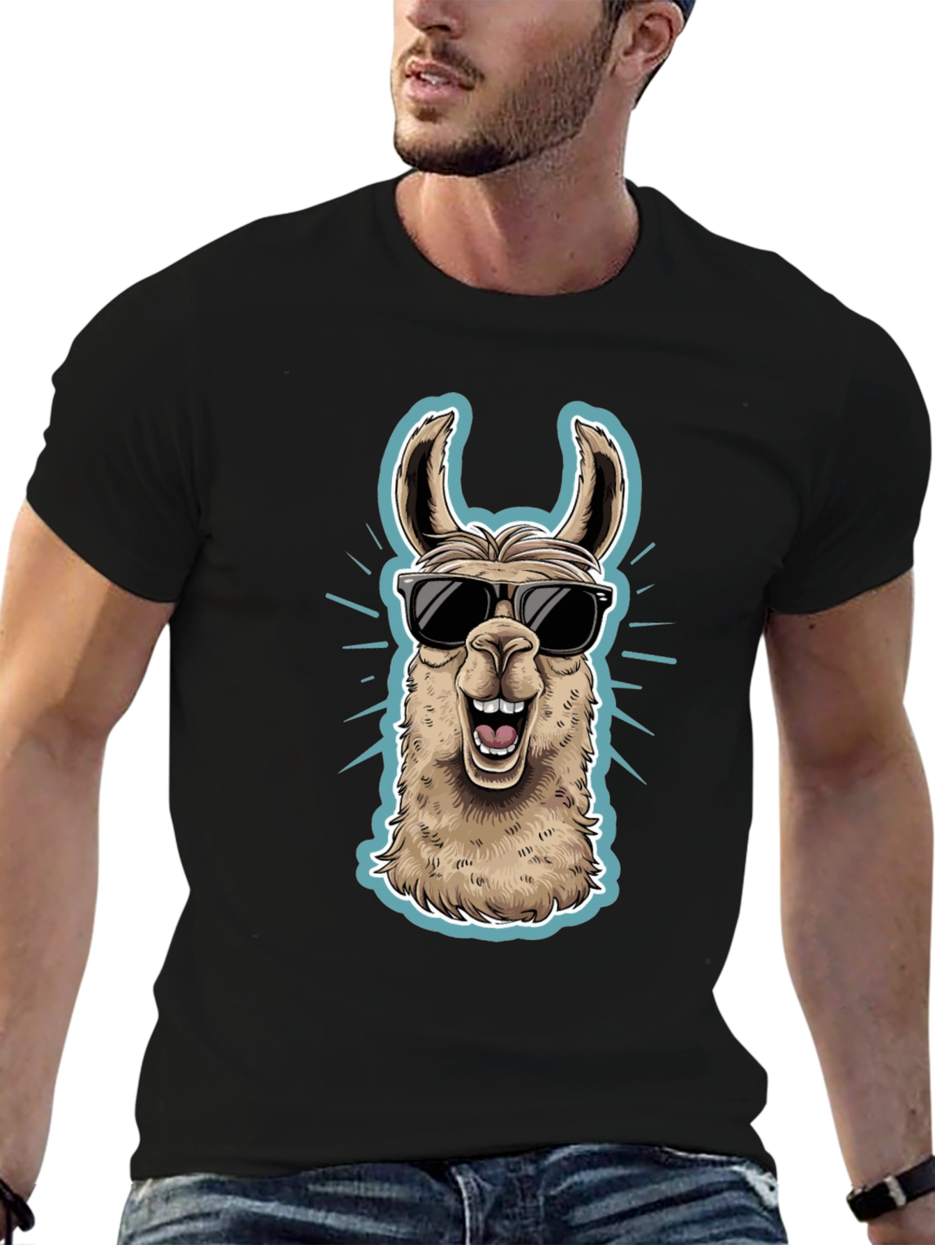 Cool Llama Graphic Tee - Mens Black T-Shirt