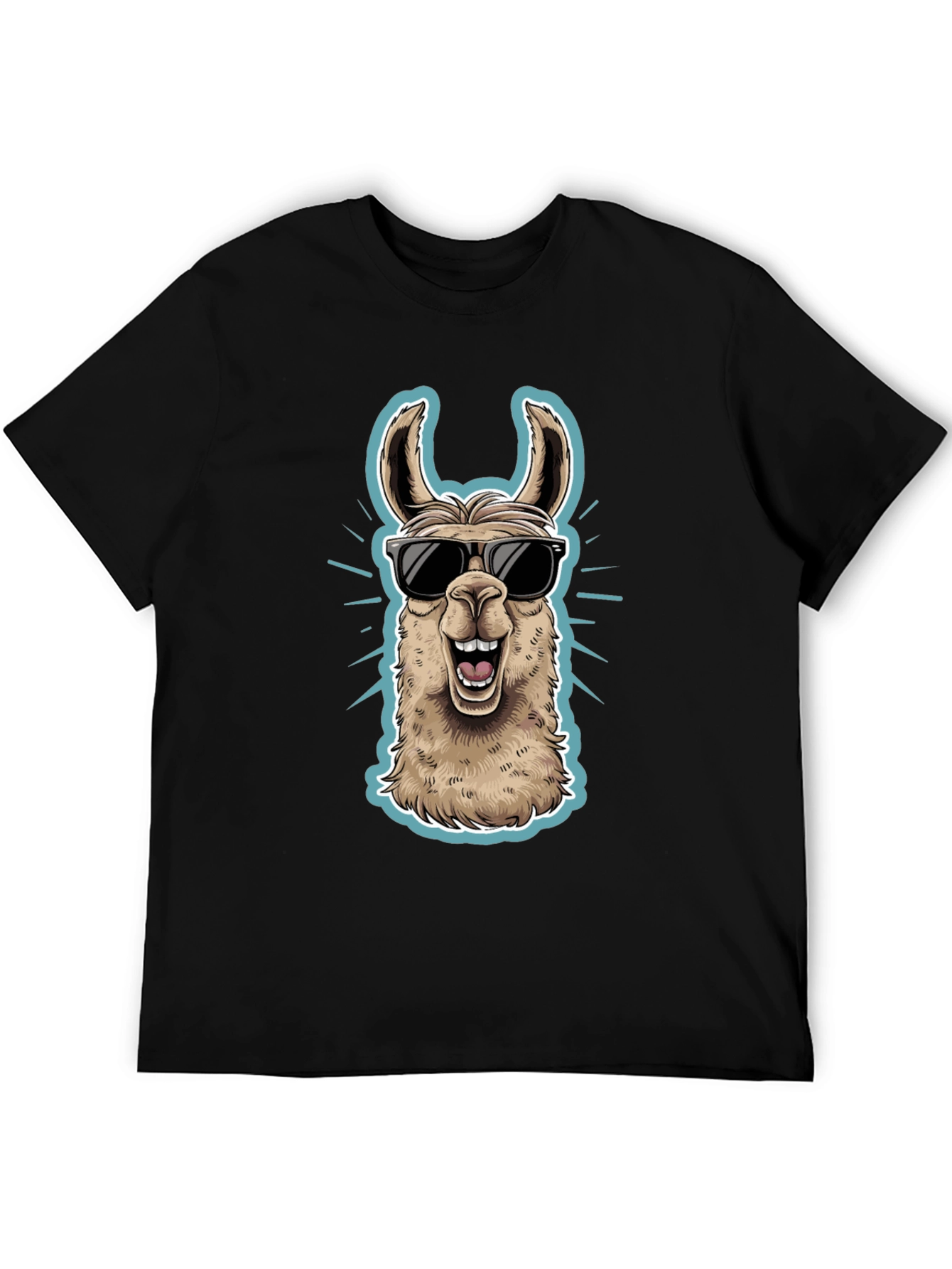 Cool Llama Graphic Tee - Mens Black T-Shirt