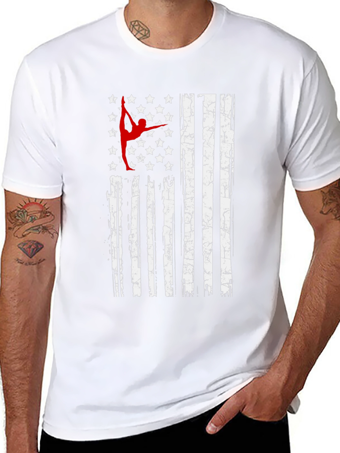 Patriotic Gymnast T-Shirt: USA Flag Design