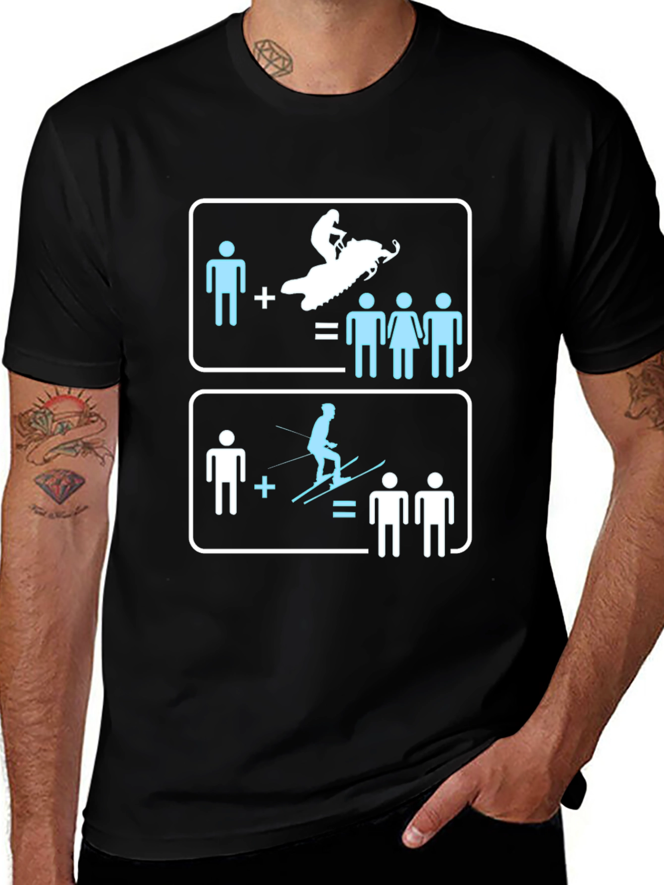 Snowmobile and Ski Equation T-Shirt