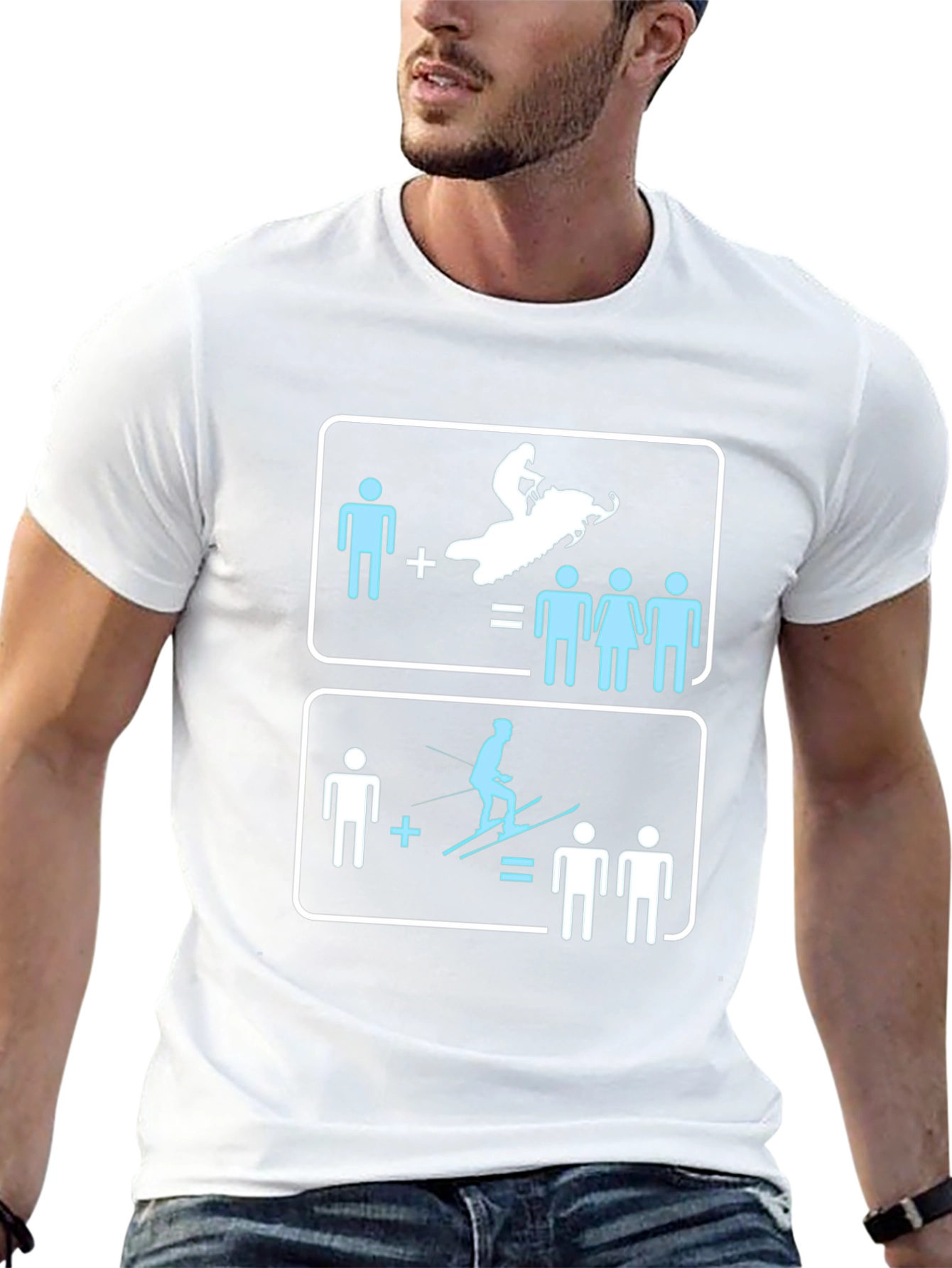 Snowmobile and Ski Equation T-Shirt