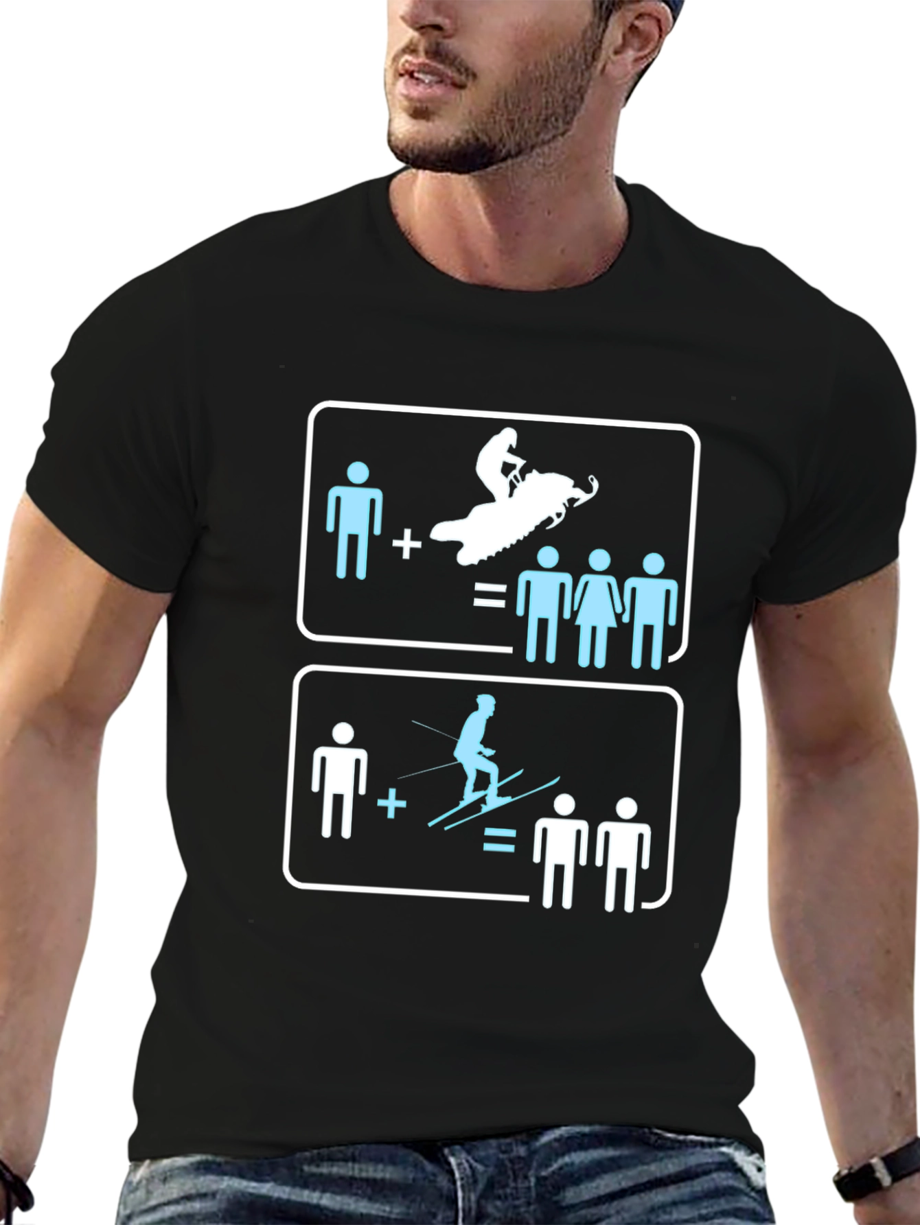 Snowmobile and Ski Equation T-Shirt