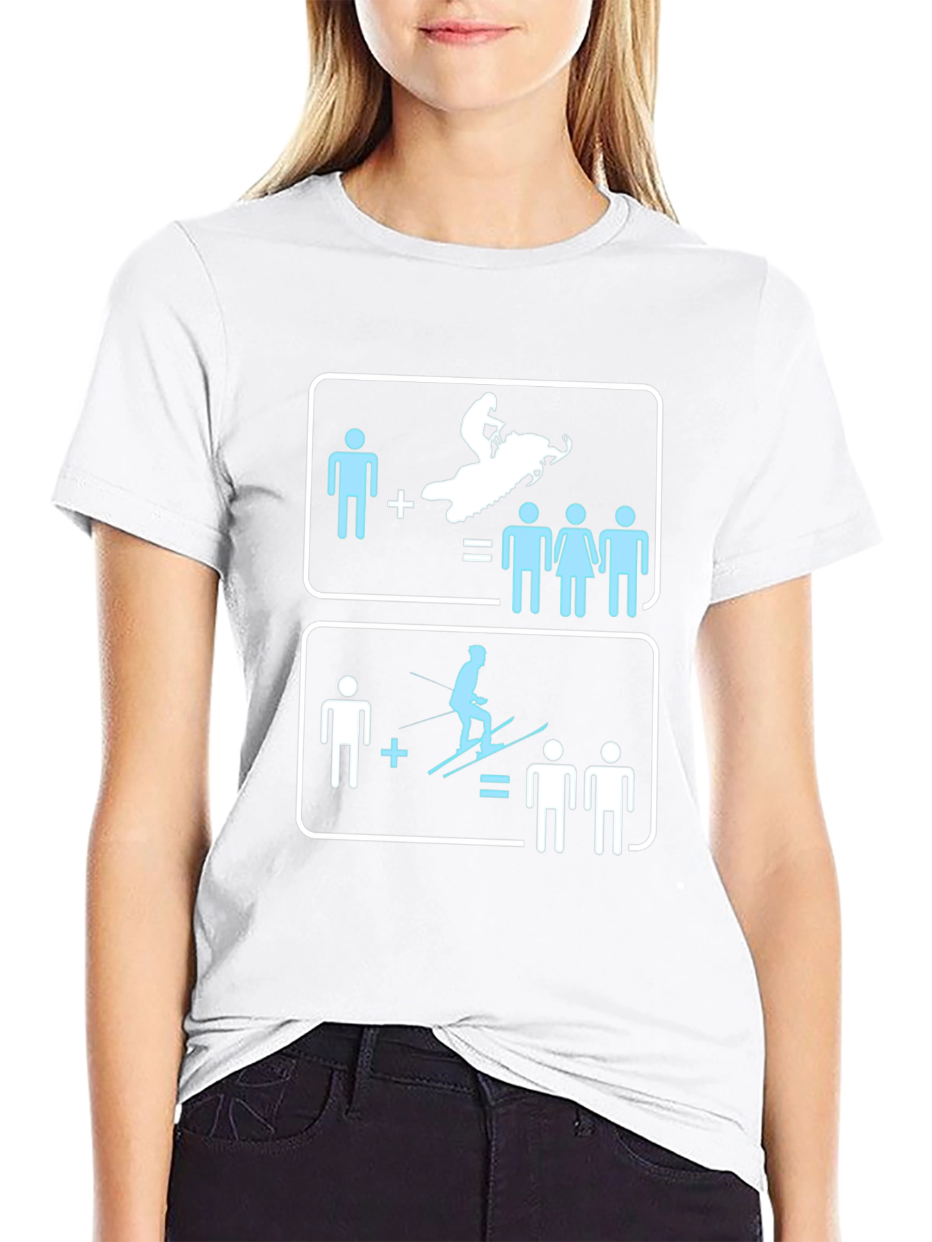 Snowmobile and Ski Equation T-Shirt