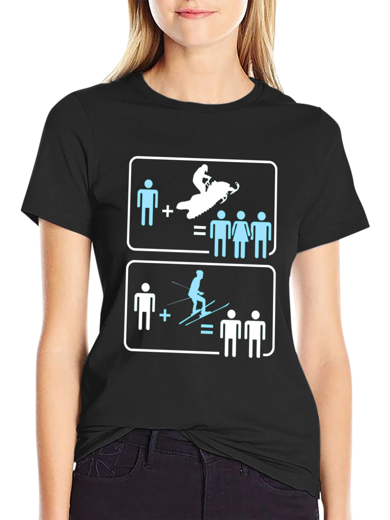 Snowmobile and Ski Equation T-Shirt