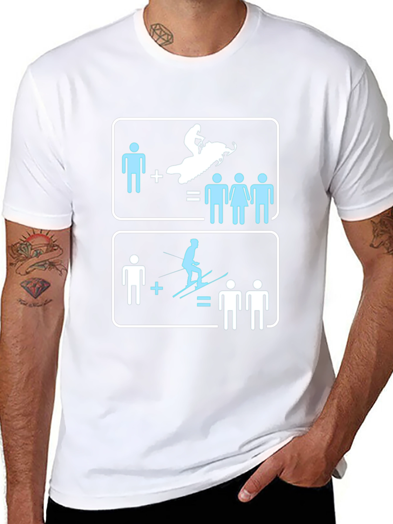 Snowmobile and Ski Equation T-Shirt