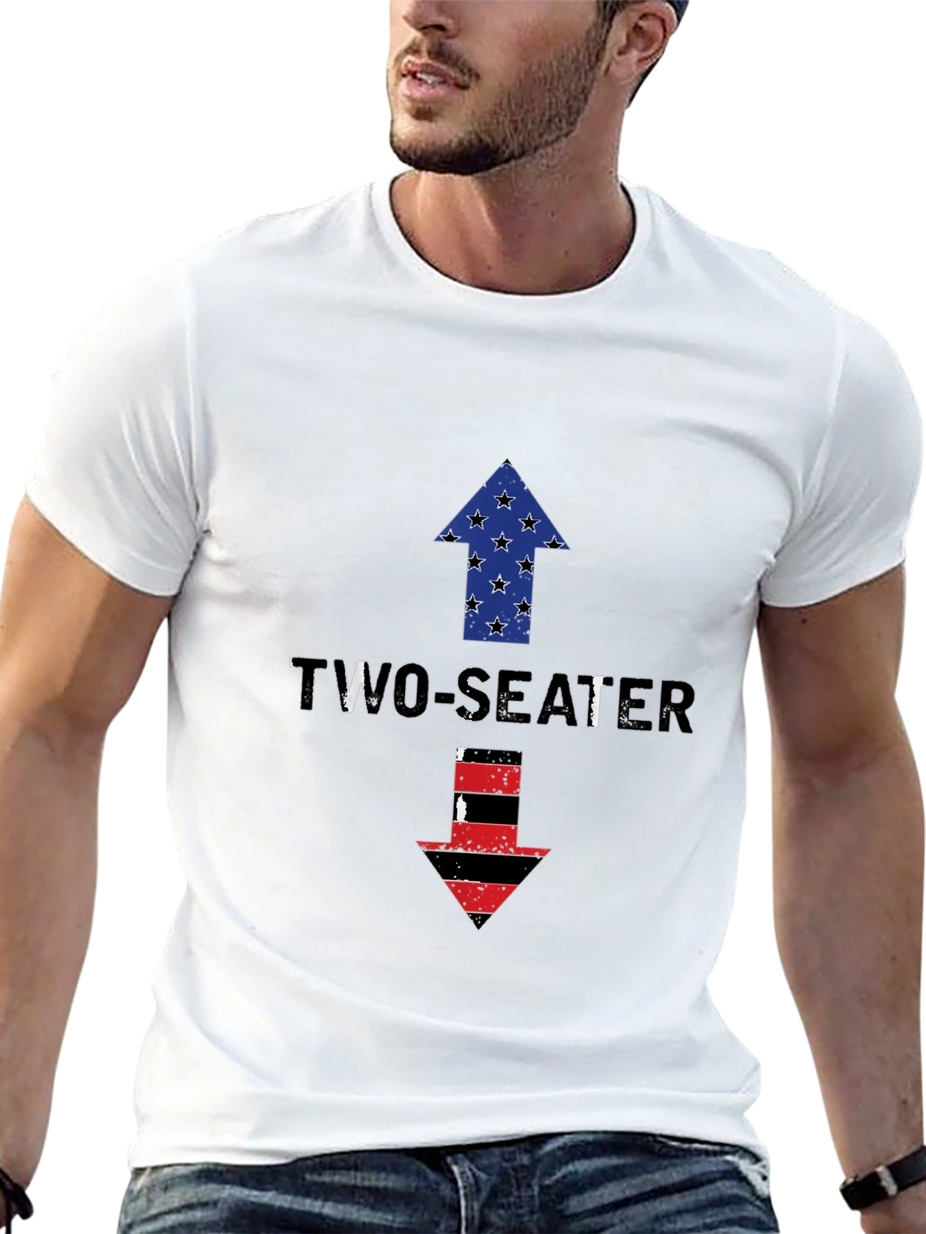 Two-Seater Graphic Tee - Patriotic Arrows Design