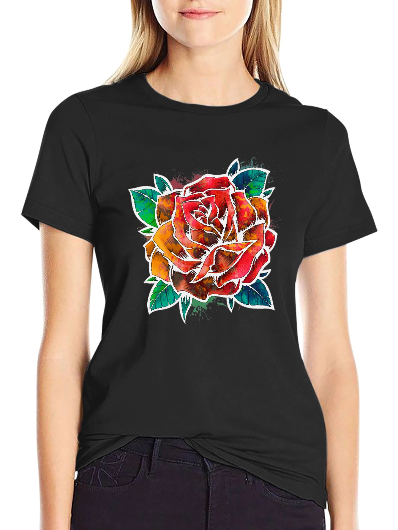 Watercolor Rose Graphic Tee