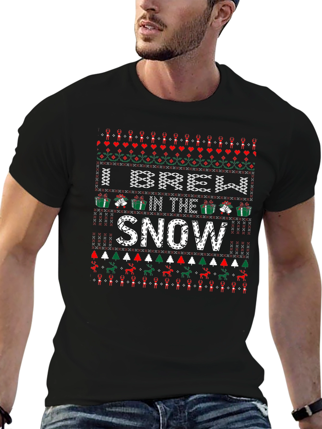 I Brew in the Snow Christmas Pattern T-Shirt