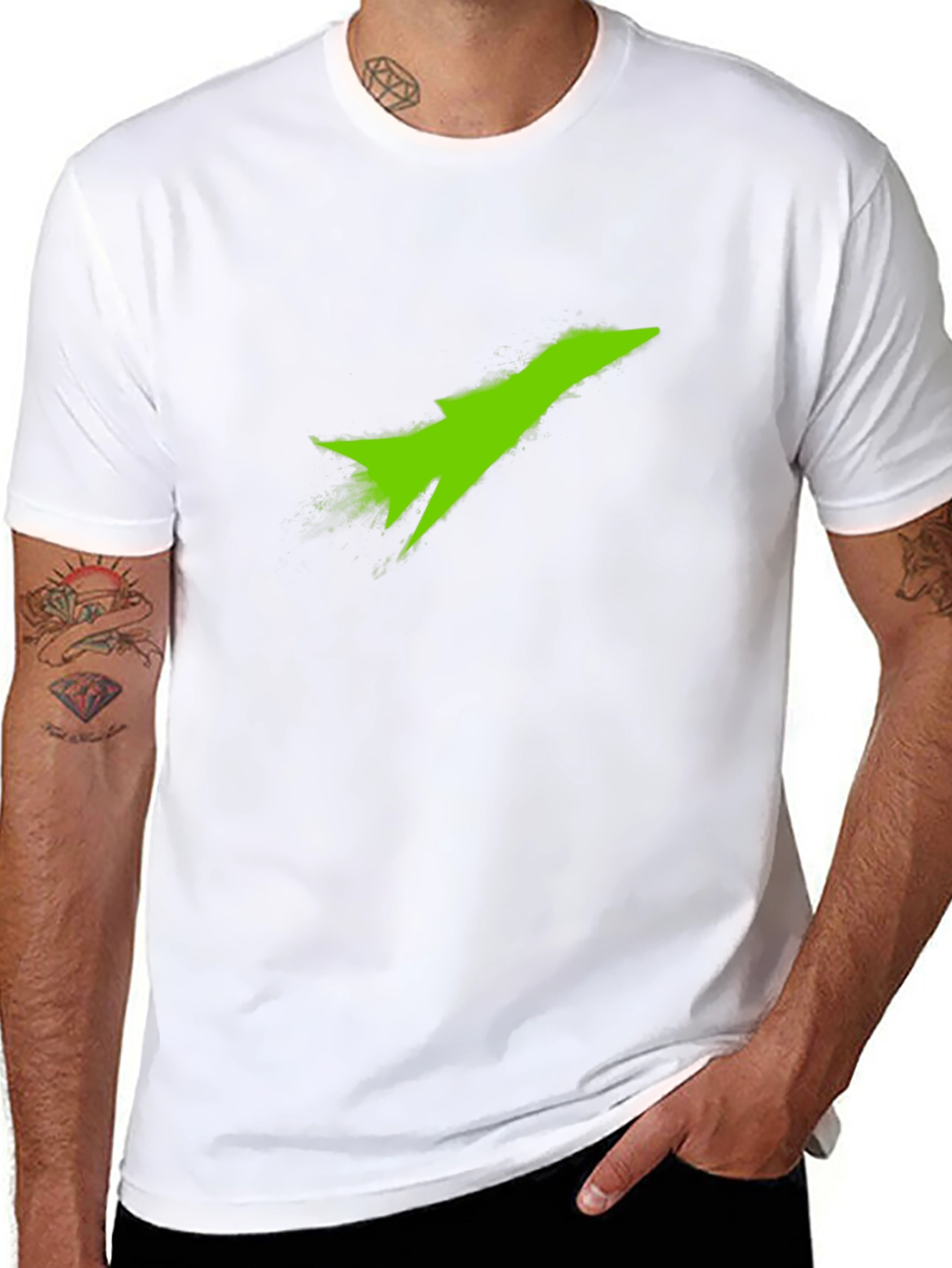 Black T-Shirt with Green Jet Graphic