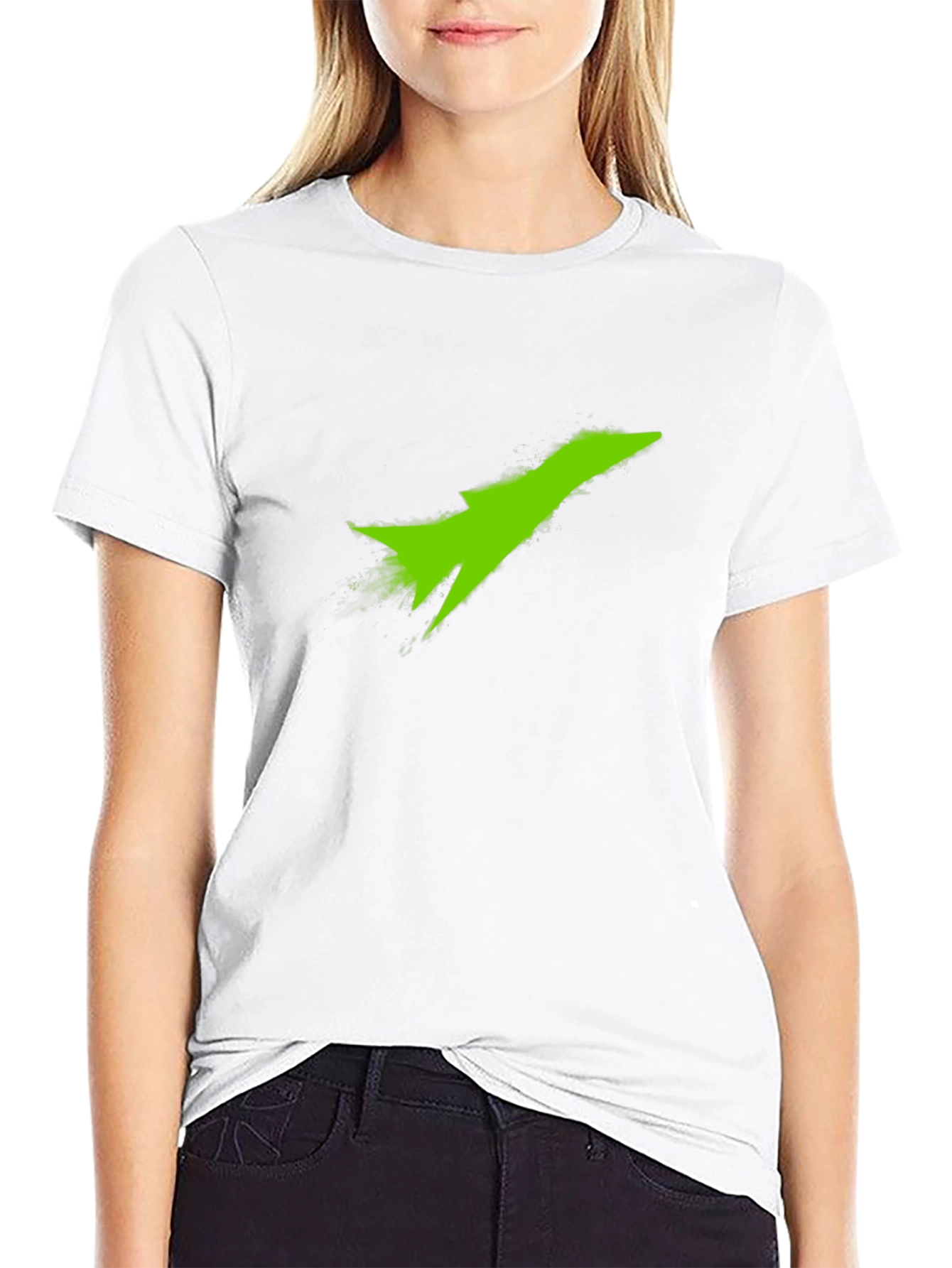 Black T-Shirt with Green Jet Graphic