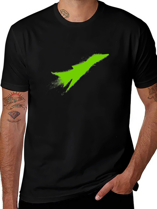 Black T-Shirt with Green Jet Graphic
